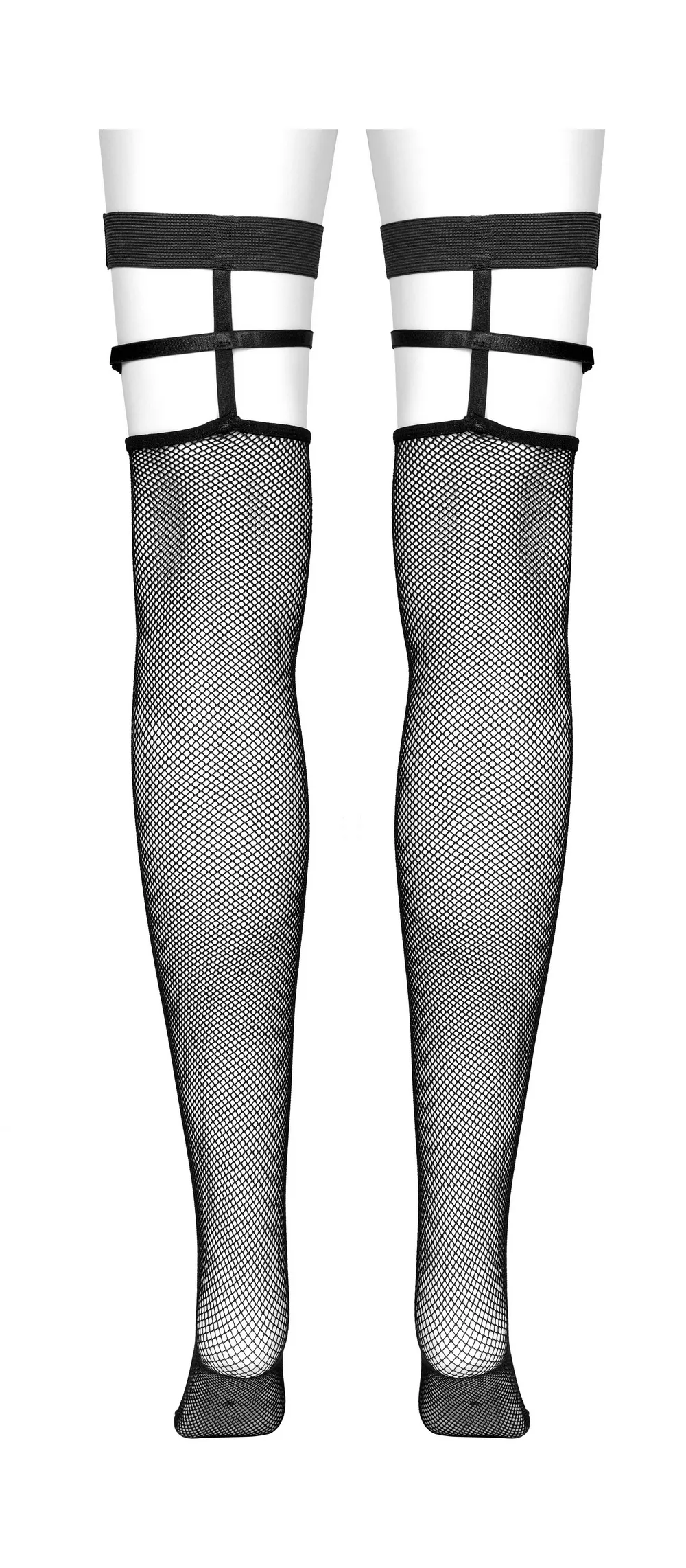 Edgy Punk Knee-High Fishnet Socks with Skull Rivets
