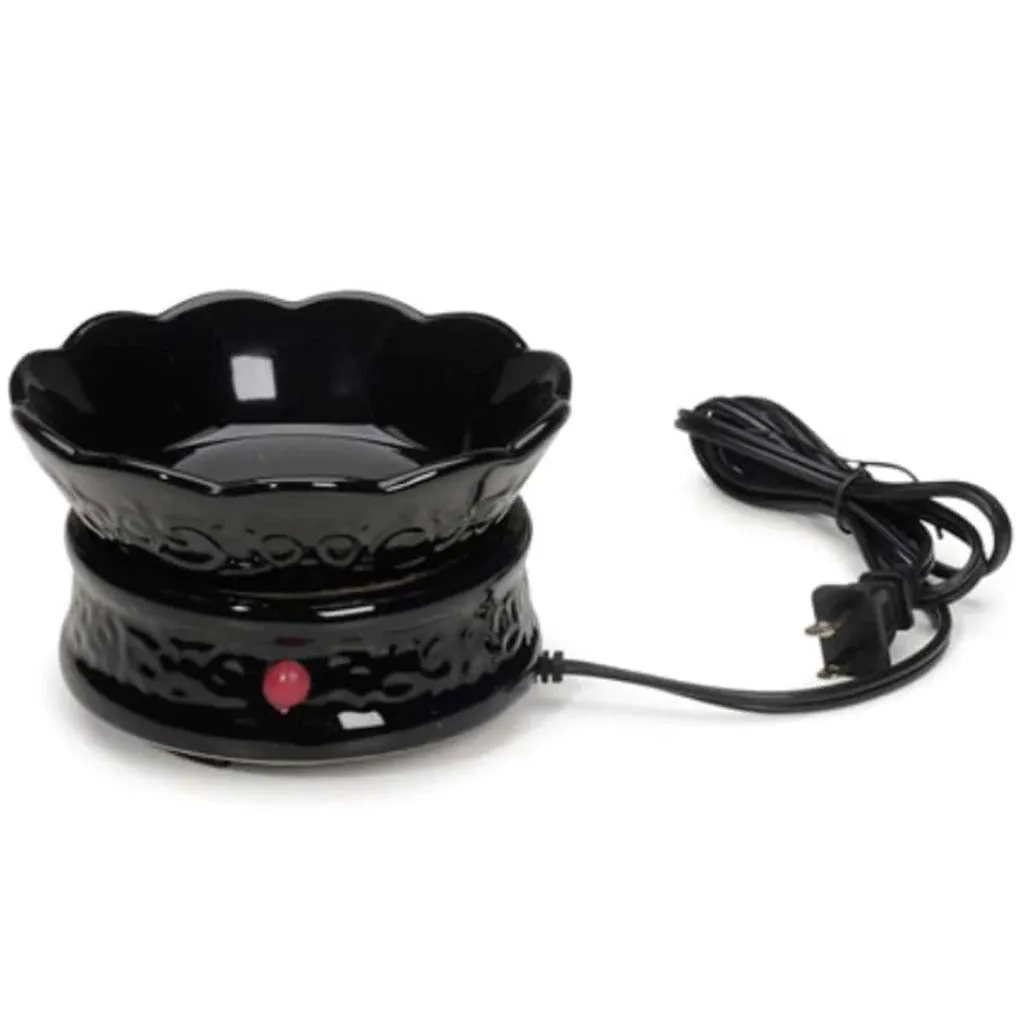 Electric Wax Melter Ceramic Embossed Design Black