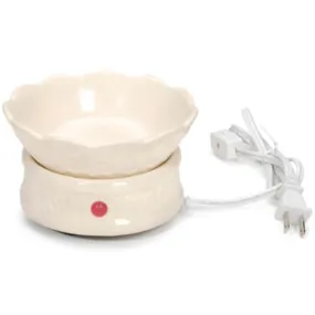 Electric Wax Melter Ceramic Embossed Design Ivory