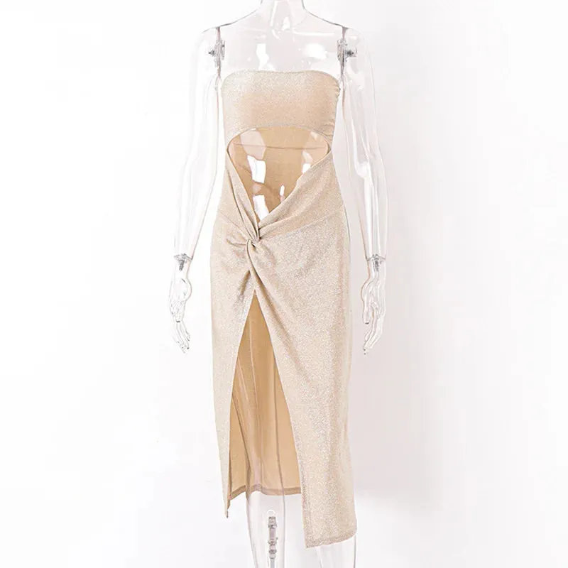 Elegant Sleeveless Women's Long Cut Out Dress for Summer 2024
