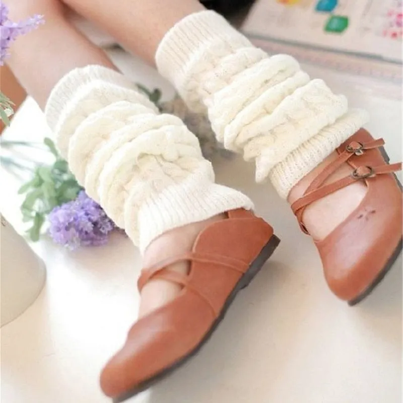 Fashion Leg Warmers Women Warm Knee High Winter Knit Solid Crochet Leg Warmer Socks Warm Boot Cuffs Beenwarmers Long Socks Hot
