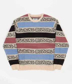 Fucking Awesome Wanto Brushed Crewneck Sweatshirt - Pink / Black / Blue