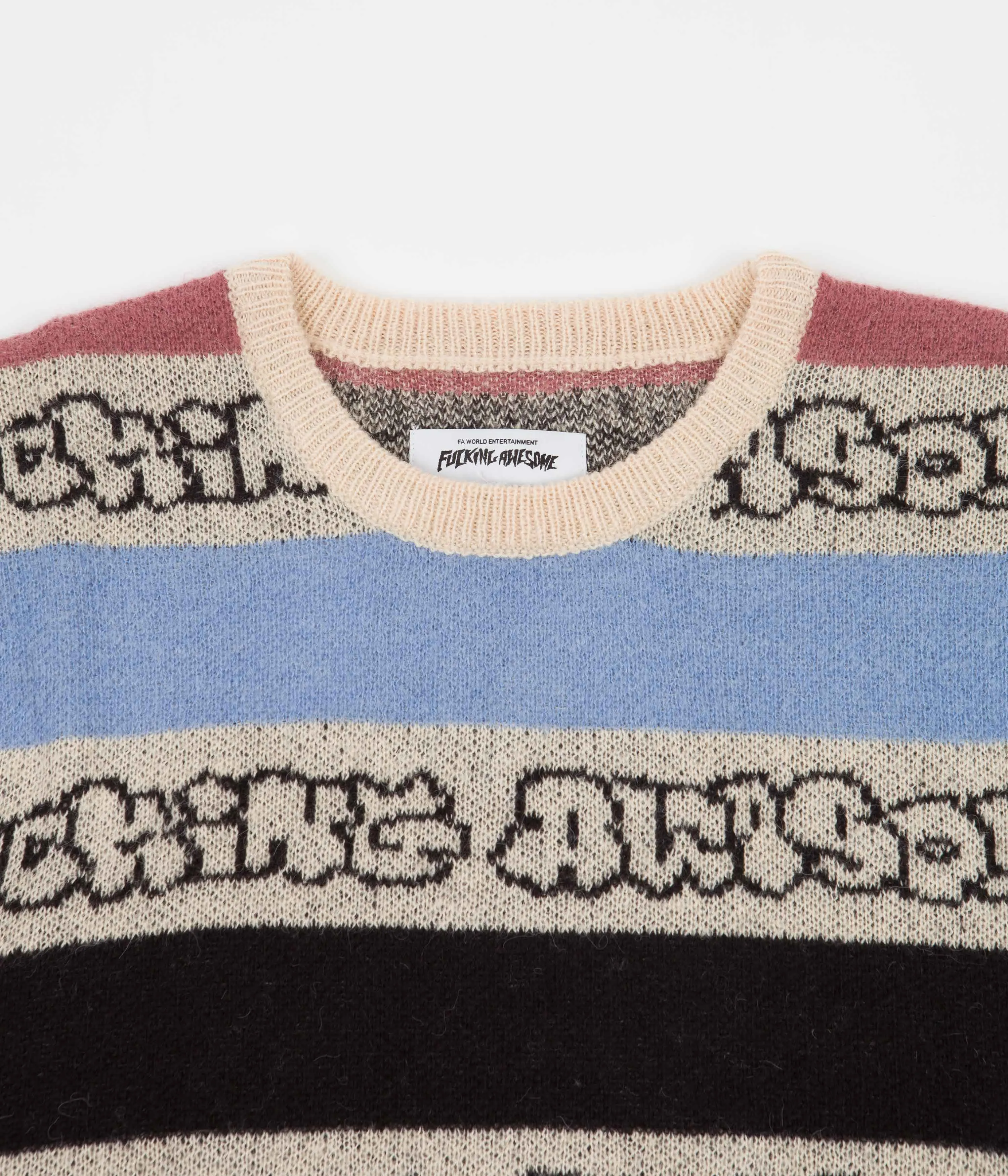 Fucking Awesome Wanto Brushed Crewneck Sweatshirt - Pink / Black / Blue