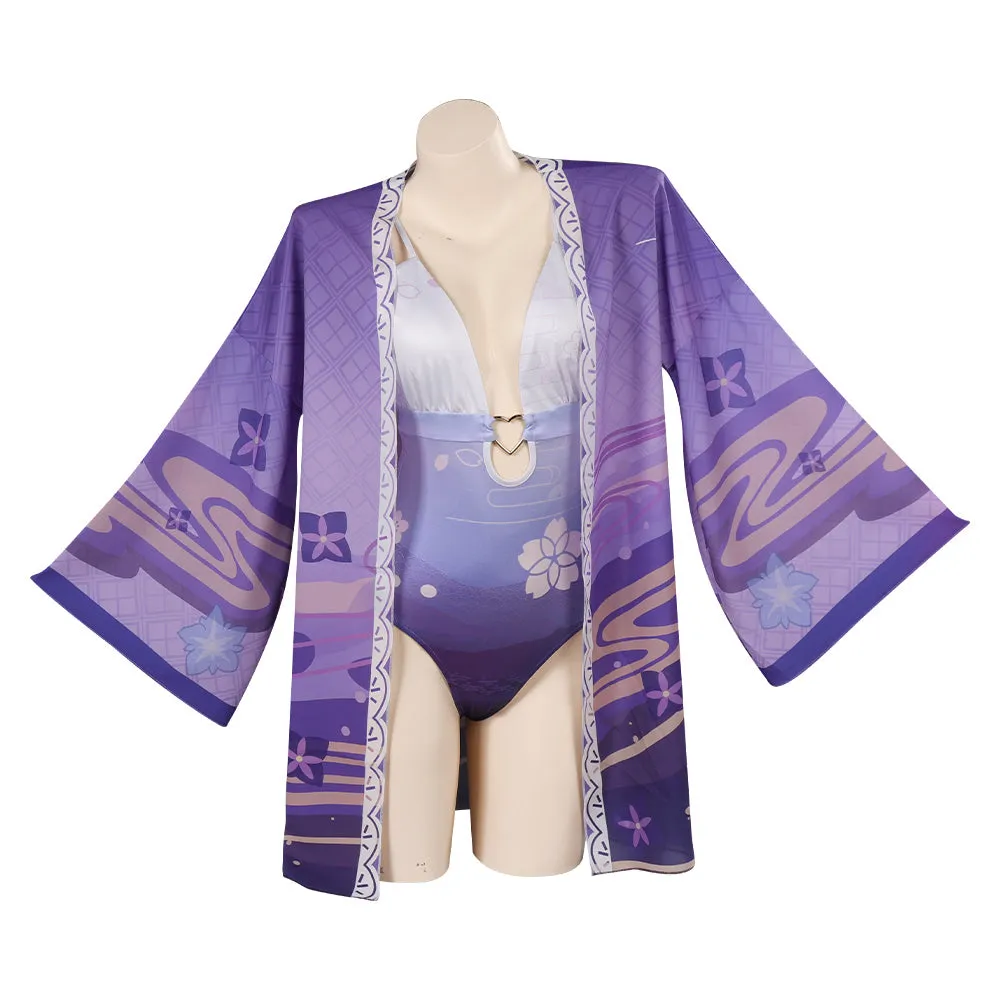 Genshin Impact Raiden Shogun Swimsuit Cosplay Costume Halloween Carnival Party Disguise Suit