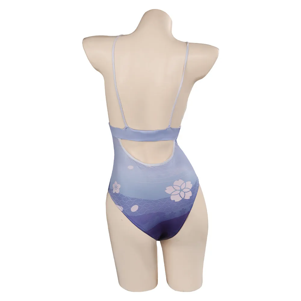Genshin Impact Raiden Shogun Swimsuit Cosplay Costume Halloween Carnival Party Disguise Suit
