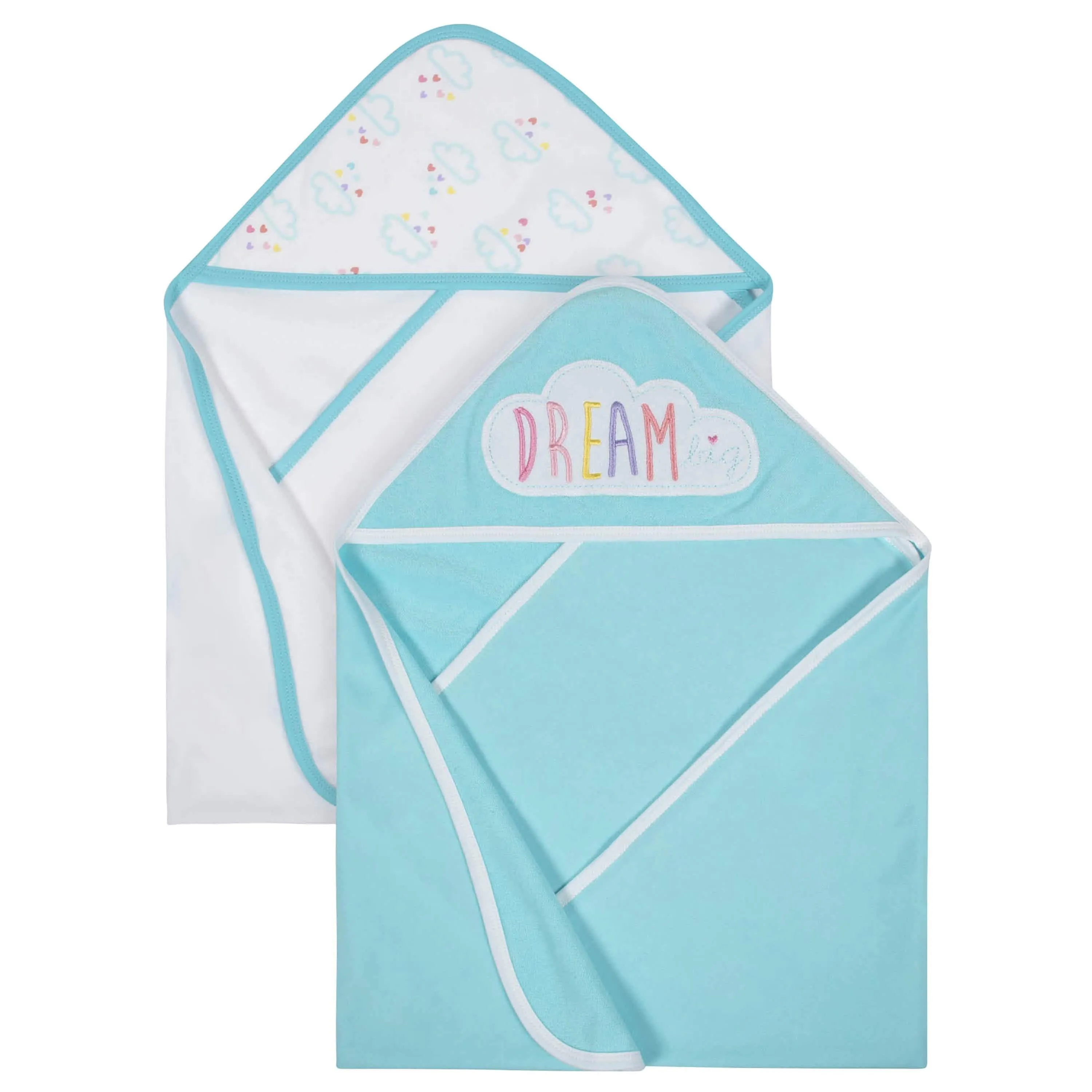 Gerber® Organic 2-Pack Baby Girls Clouds Hooded Towels