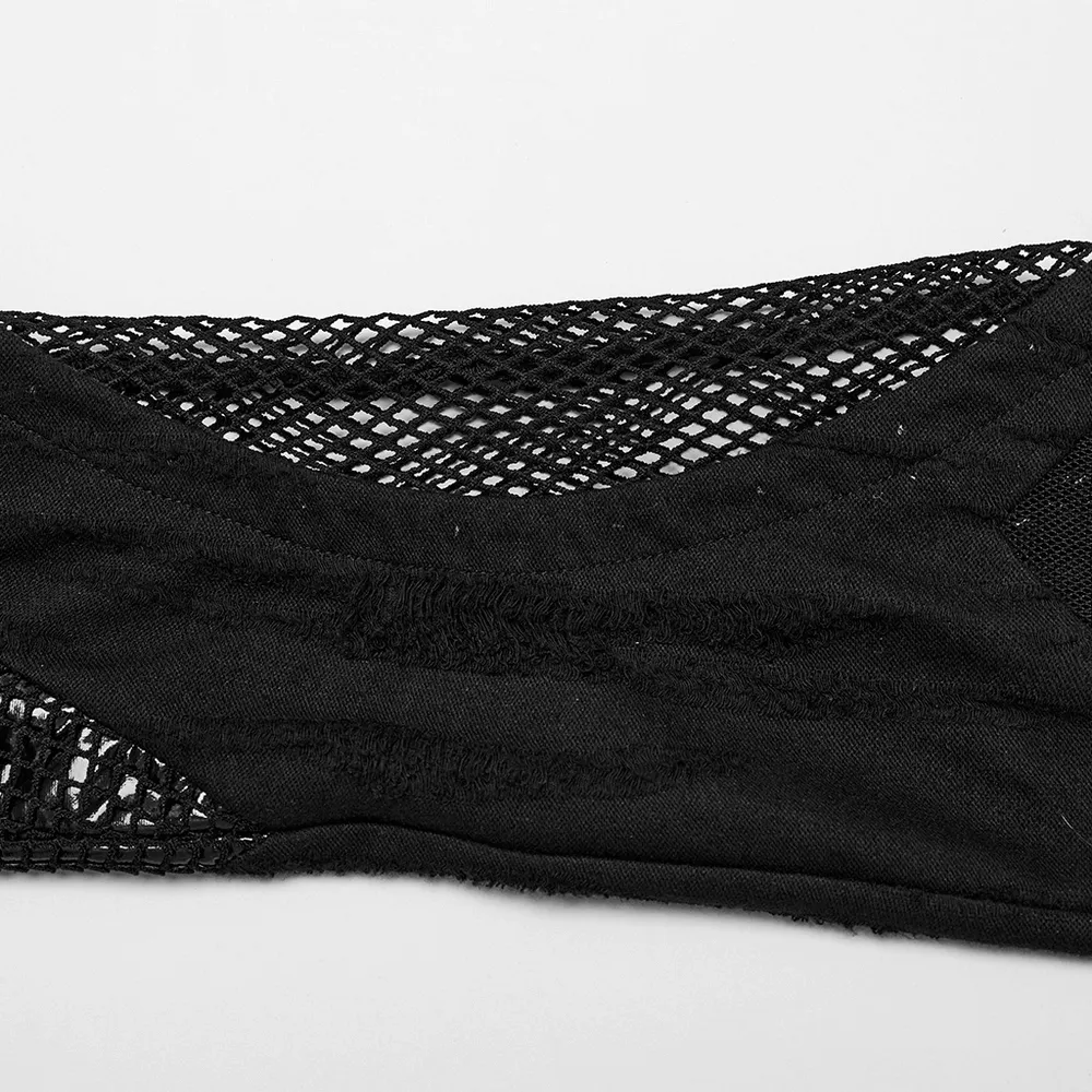 Gothic Buckle Strap Mesh Thigh High Leg Warmers