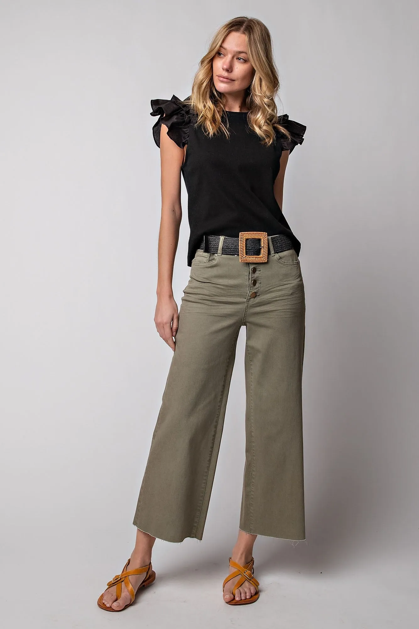 Grover Button Front Stretch Twill Bell Bottom Pants *FINAL SALE*