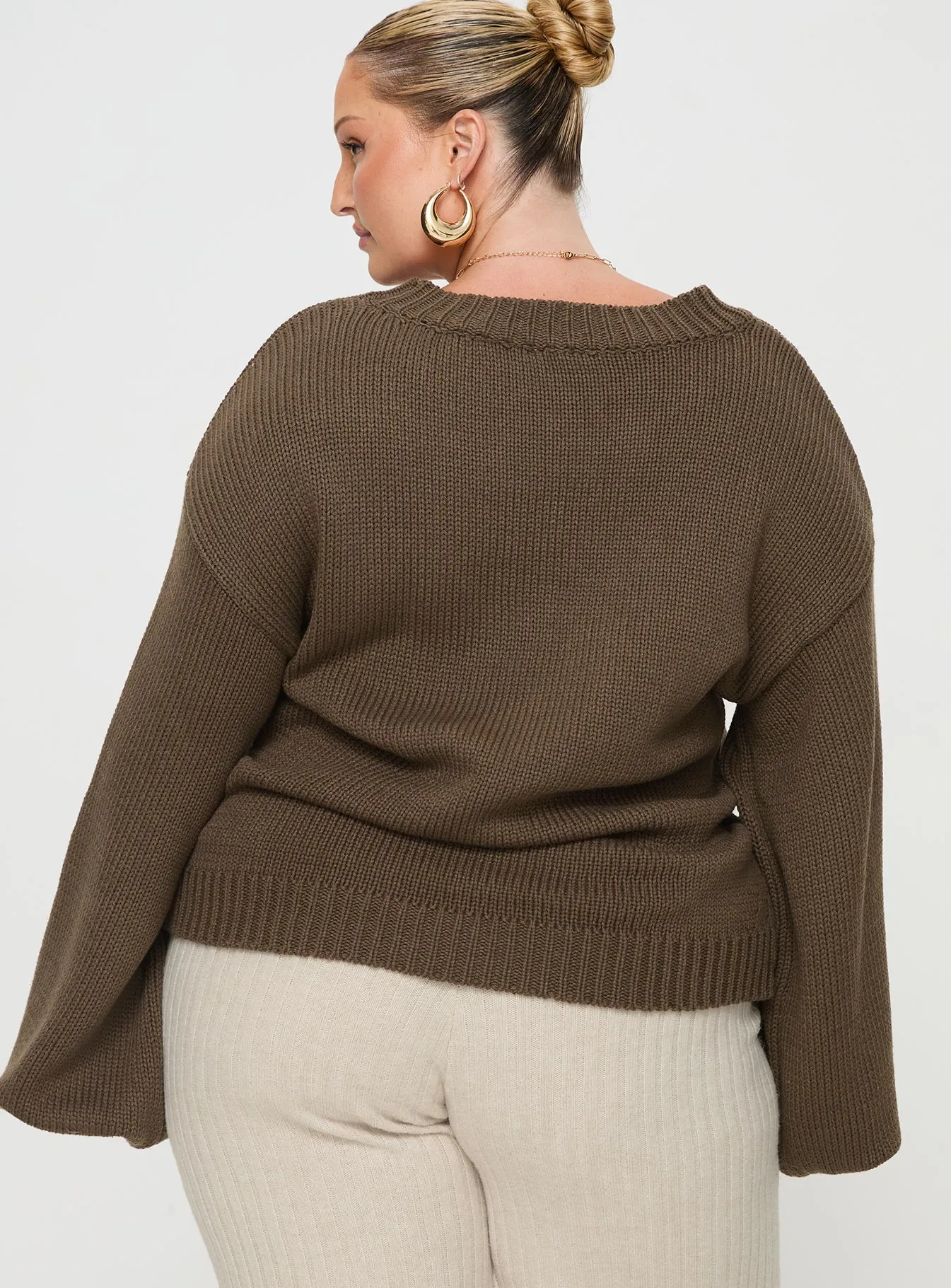 Harmony Knit Sweater Dark Brown Curve