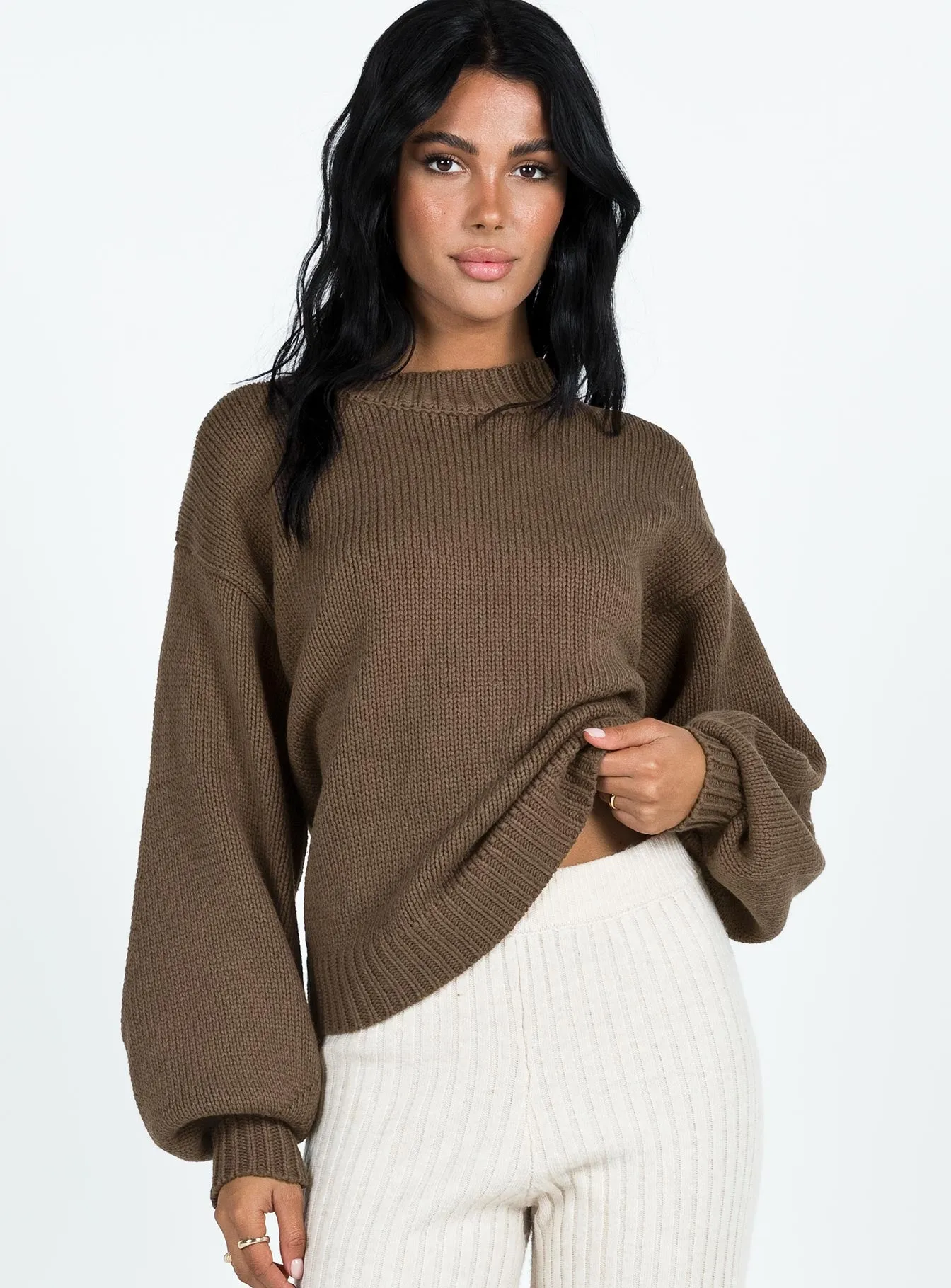 Harmony Knit Sweater Dark Brown