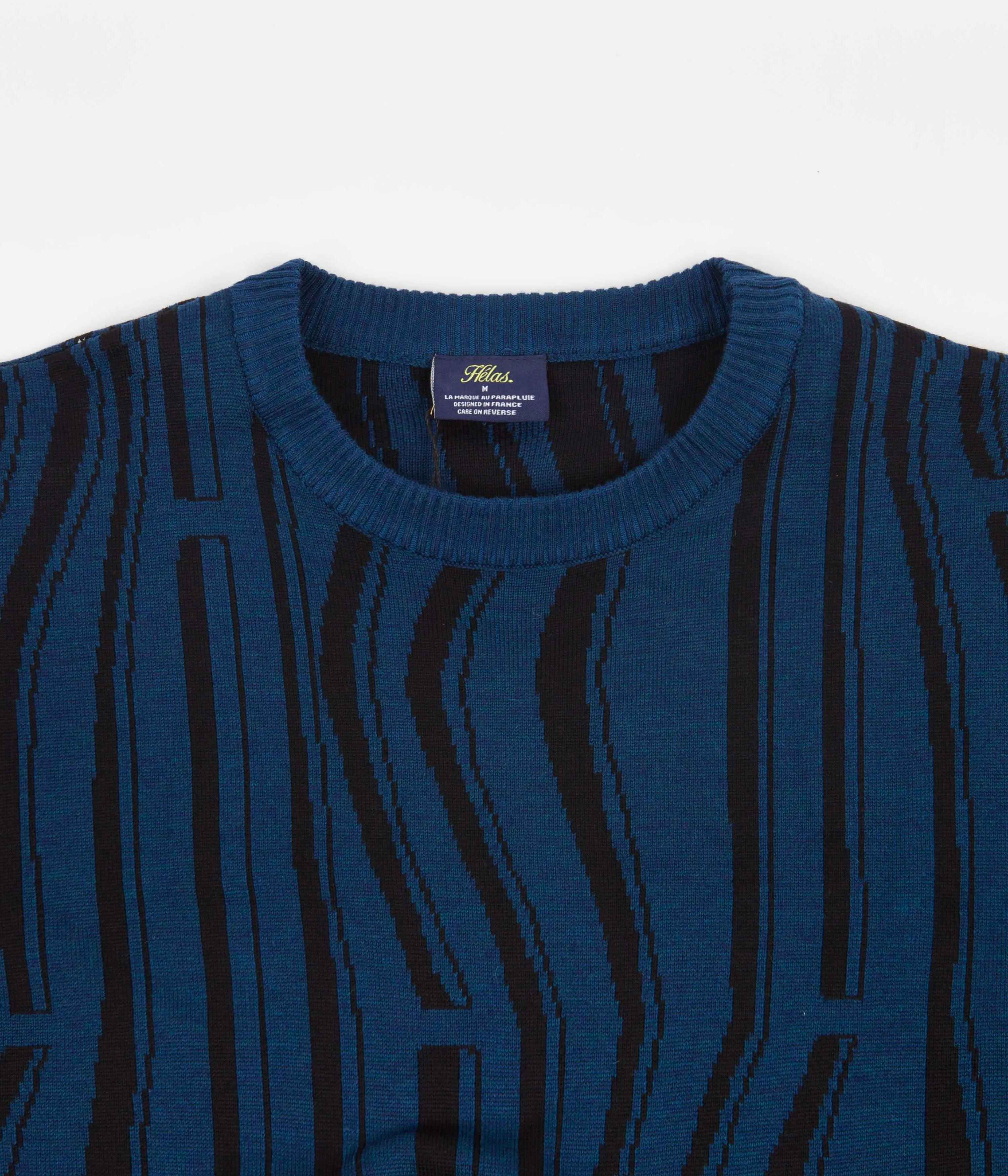 Helas Psychedelic Knitted Crewneck Sweatshirt - Ink Blue