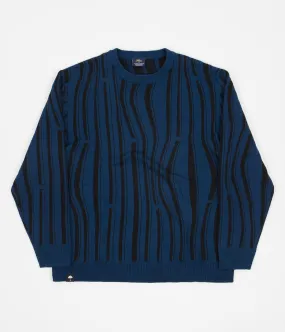 Helas Psychedelic Knitted Crewneck Sweatshirt - Ink Blue