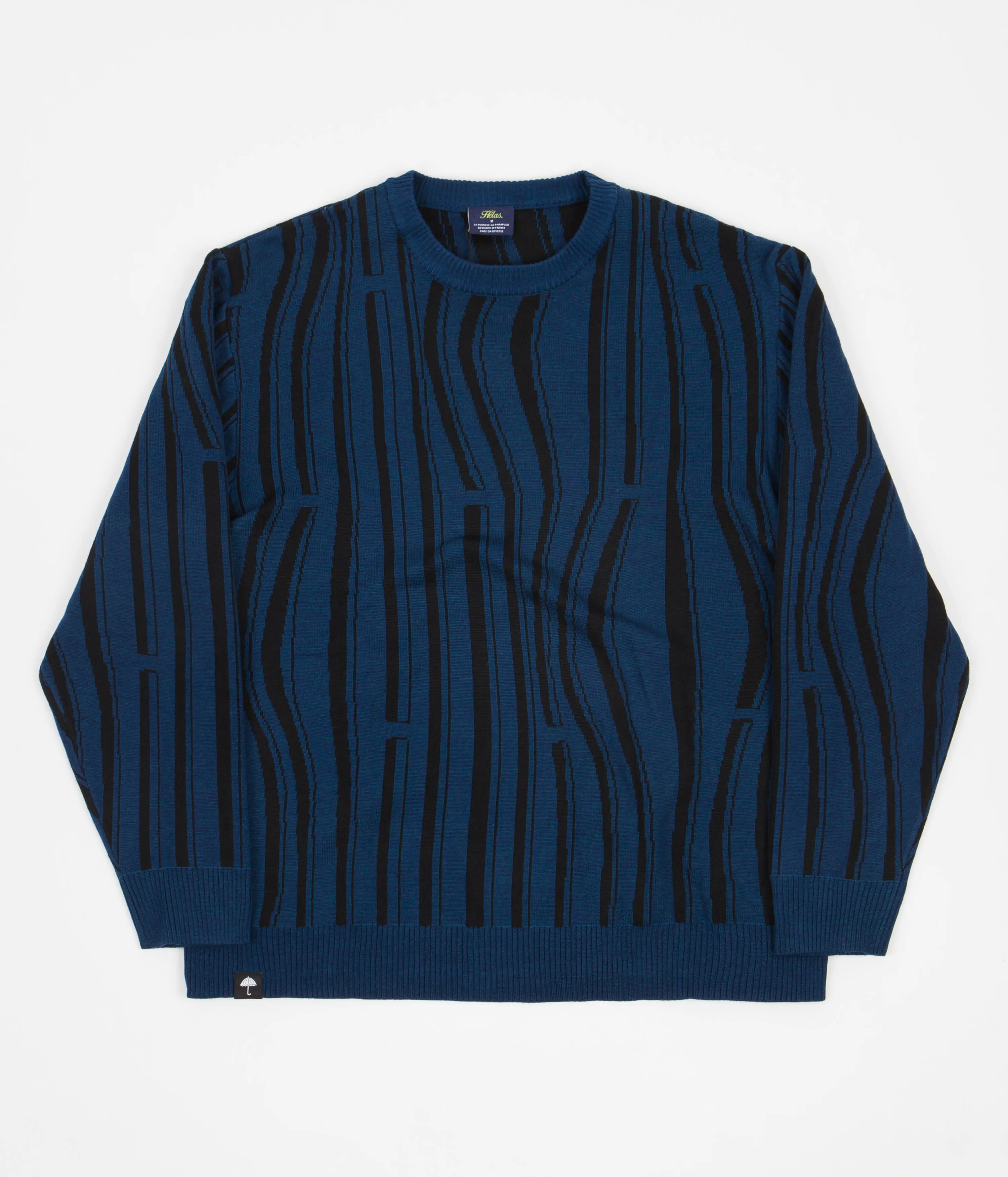 Helas Psychedelic Knitted Crewneck Sweatshirt - Ink Blue