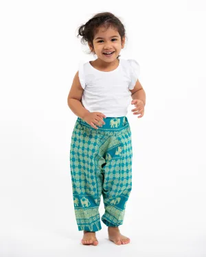 Hill Tribe Elephant Kids Harem Pants in Turquoise