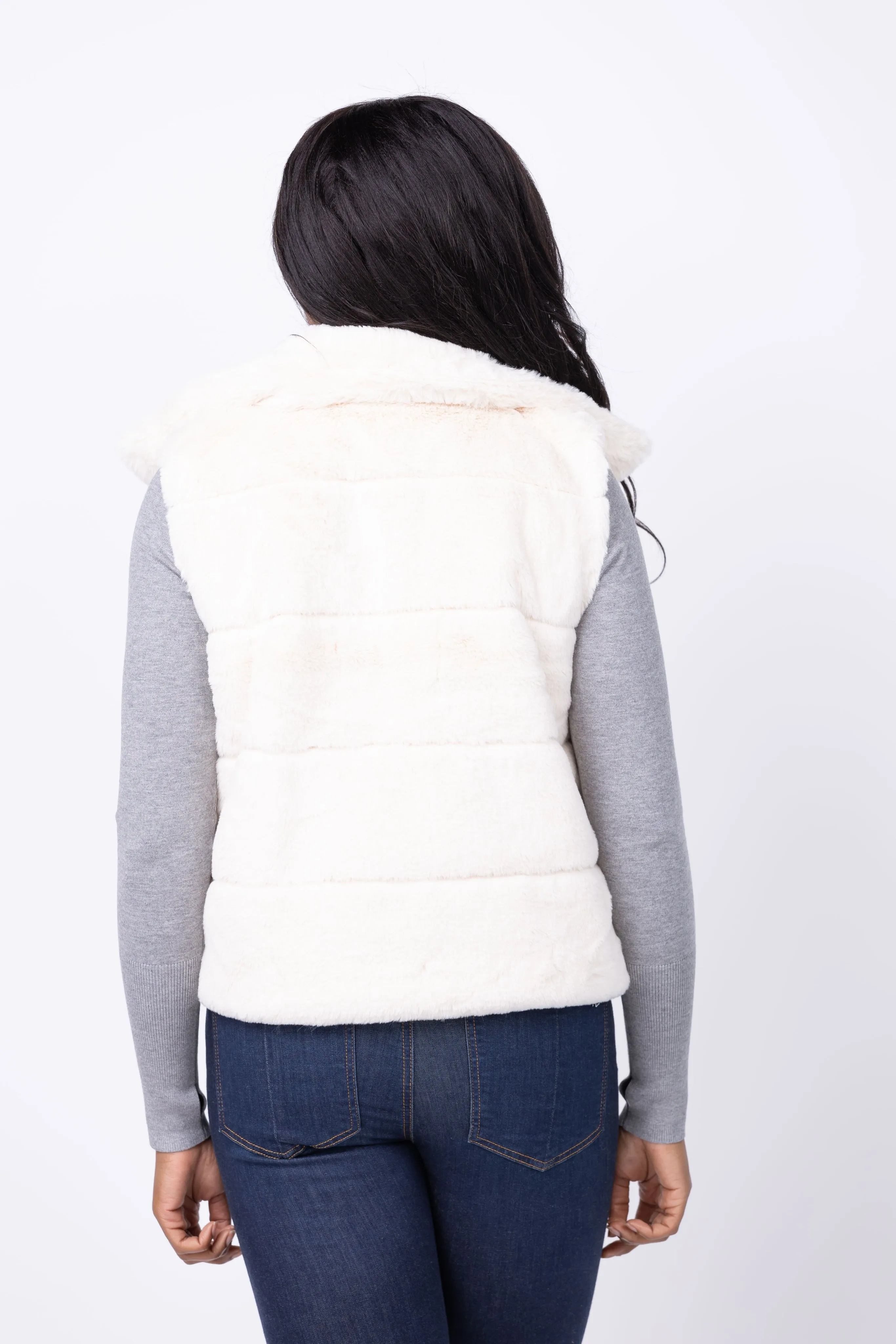 J. Society Faux Fur Vest in Cream