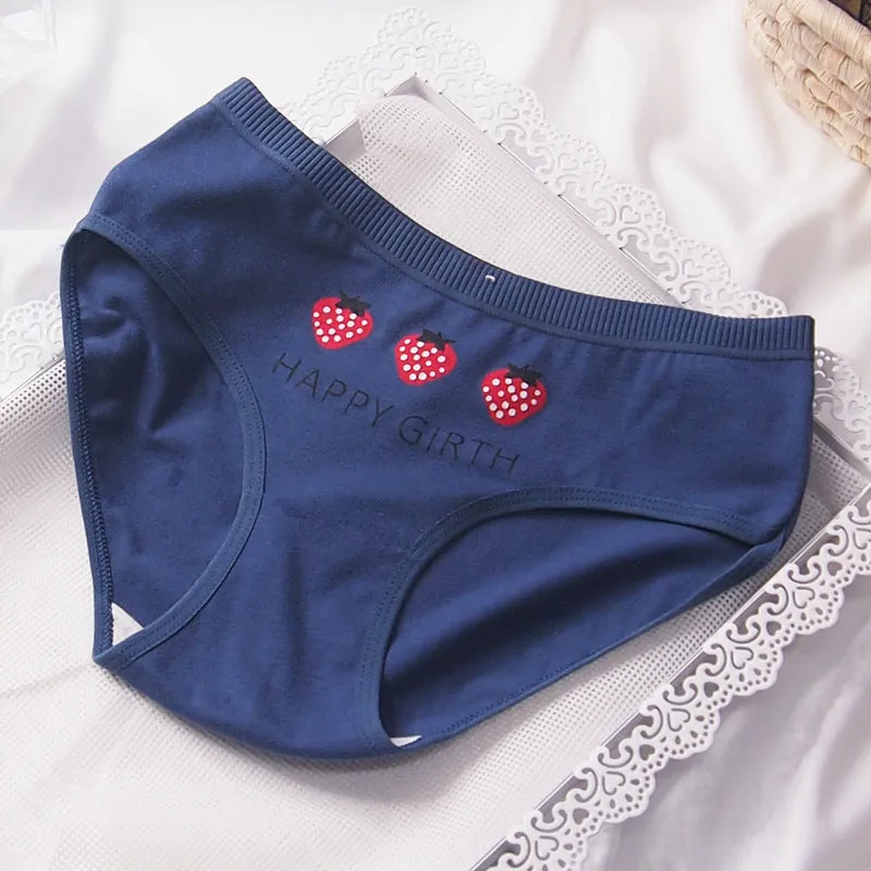 Japanese Style Purplish Blue Strawberry Underwear 5 Pack Women
