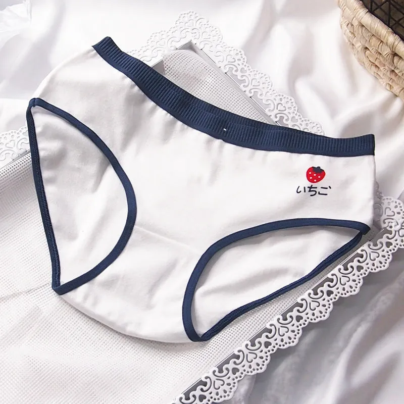 Japanese Style Purplish Blue Strawberry Underwear 5 Pack Women