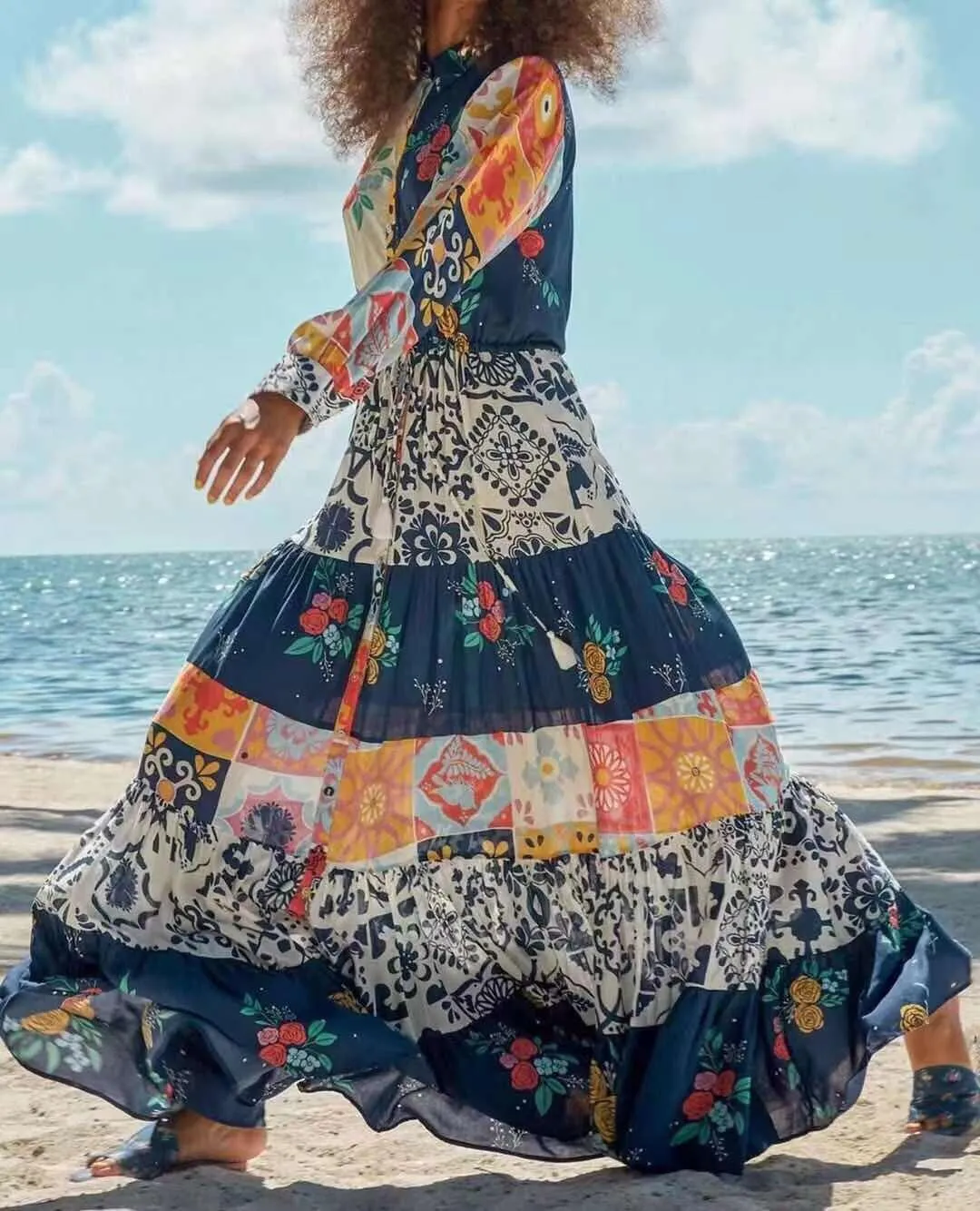KittenAlarm - Choire Allover Print Maxi A-line Dress