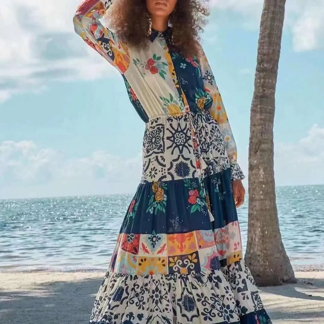 KittenAlarm - Choire Allover Print Maxi A-line Dress