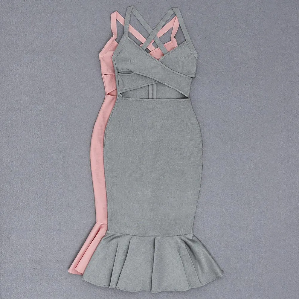 KittenAlarm - Gail Twist Front Cut Out Mermaid Hem Dress