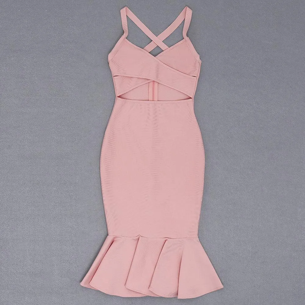 KittenAlarm - Gail Twist Front Cut Out Mermaid Hem Dress