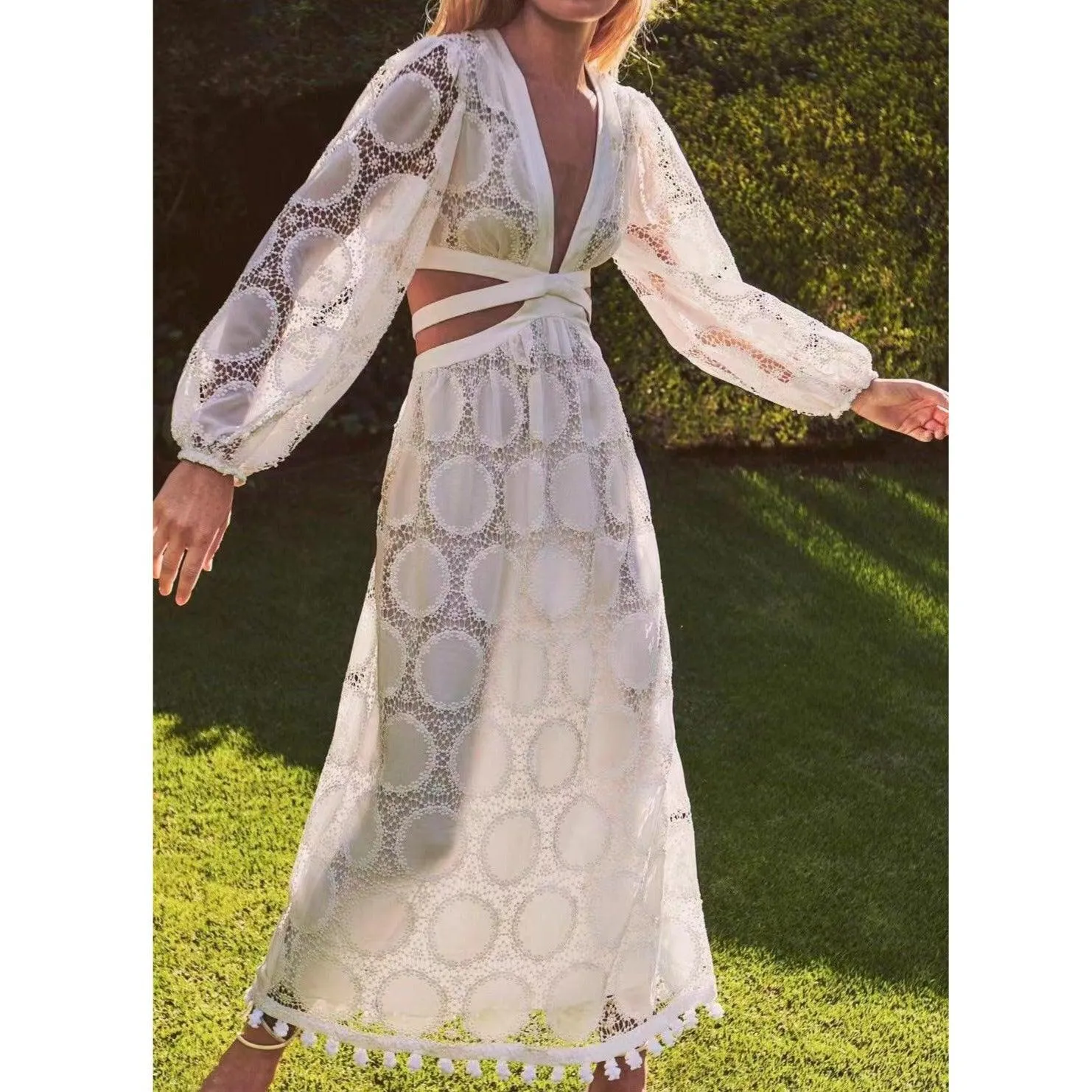 KittenAlarm - Seanna Lace Cotton Embroidered Cut Out Dress