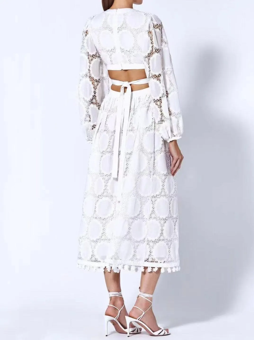 KittenAlarm - Seanna Lace Cotton Embroidered Cut Out Dress