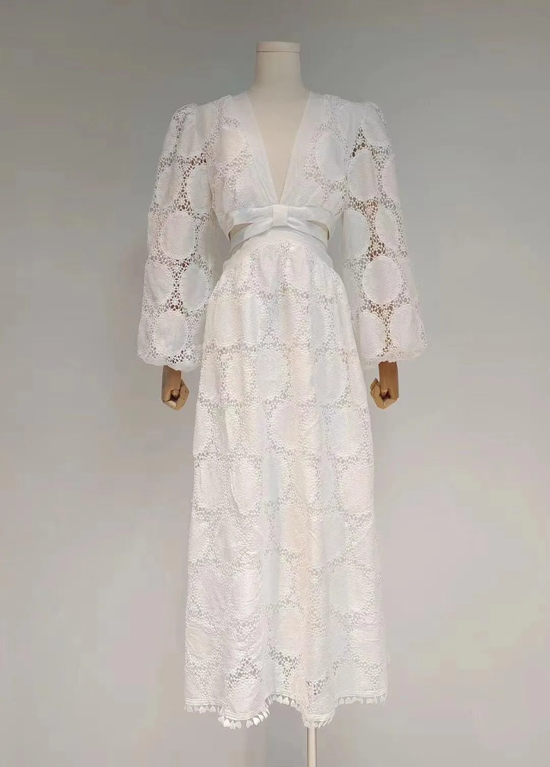 KittenAlarm - Seanna Lace Cotton Embroidered Cut Out Dress