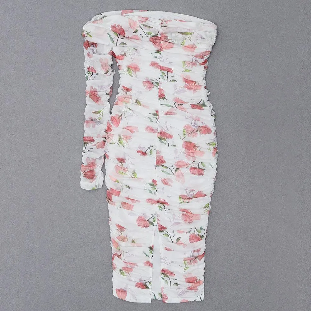 KittenAlarm - Shanese One Shoulder Sleeve Midi Dress