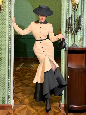 Le Palais Vintage Heavy Contrast Air Layer Fishtail Long coat - Tiramisu