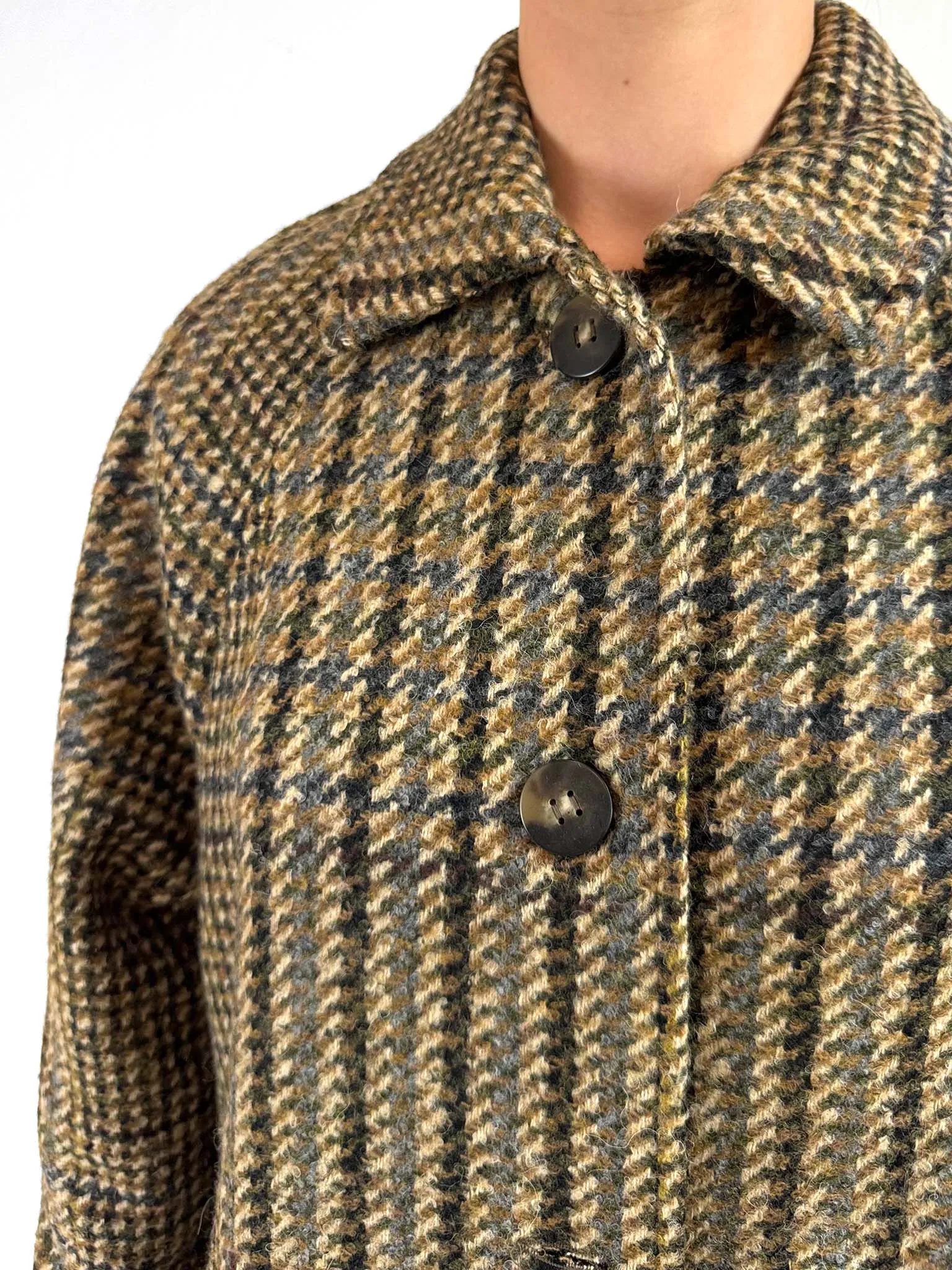 Macilo Brown Check Wool-Blend Coat