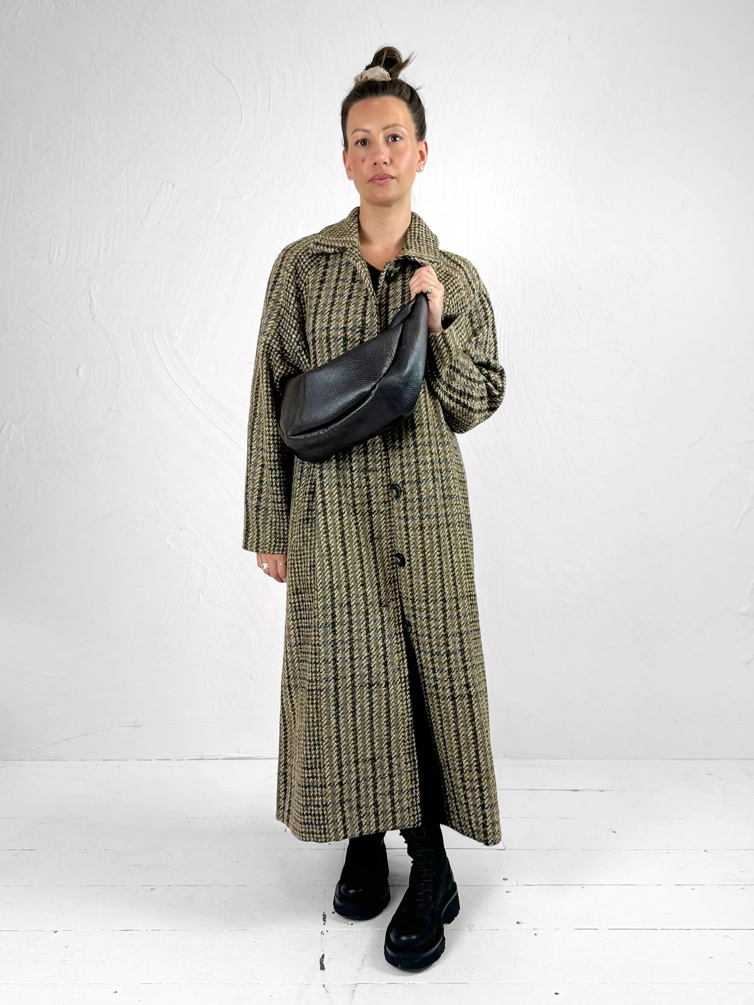 Macilo Brown Check Wool-Blend Coat