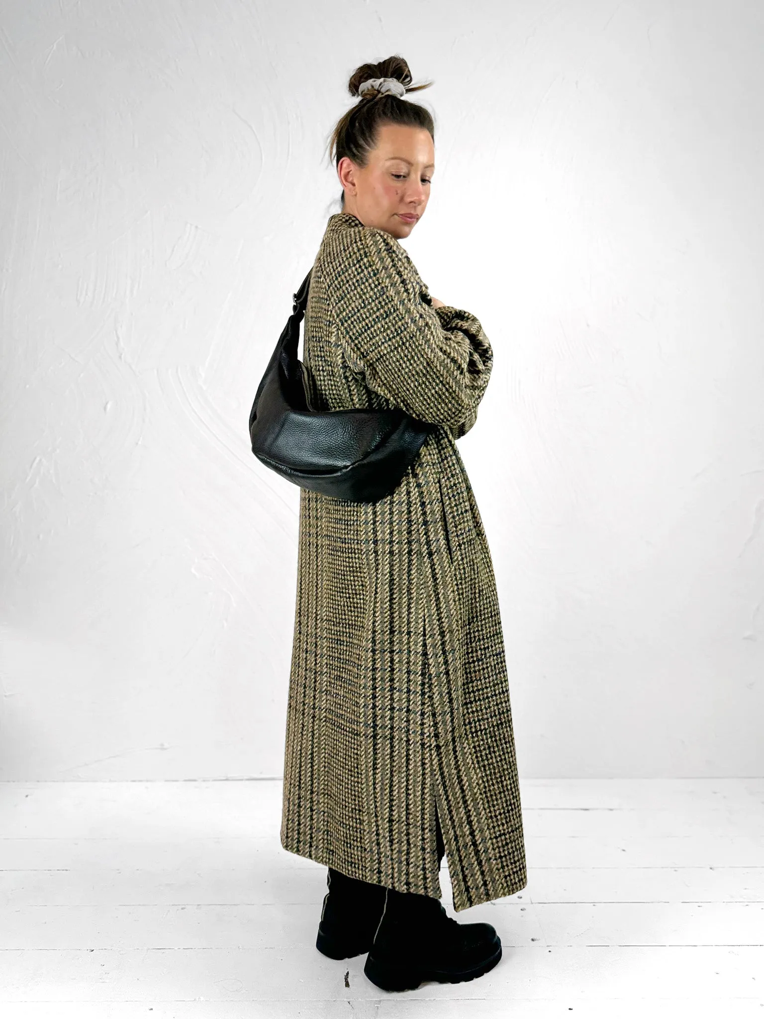 Macilo Brown Check Wool-Blend Coat