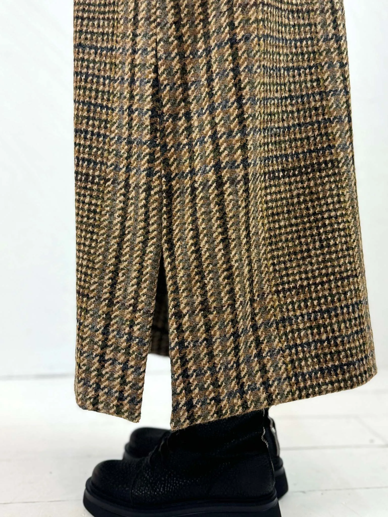 Macilo Brown Check Wool-Blend Coat
