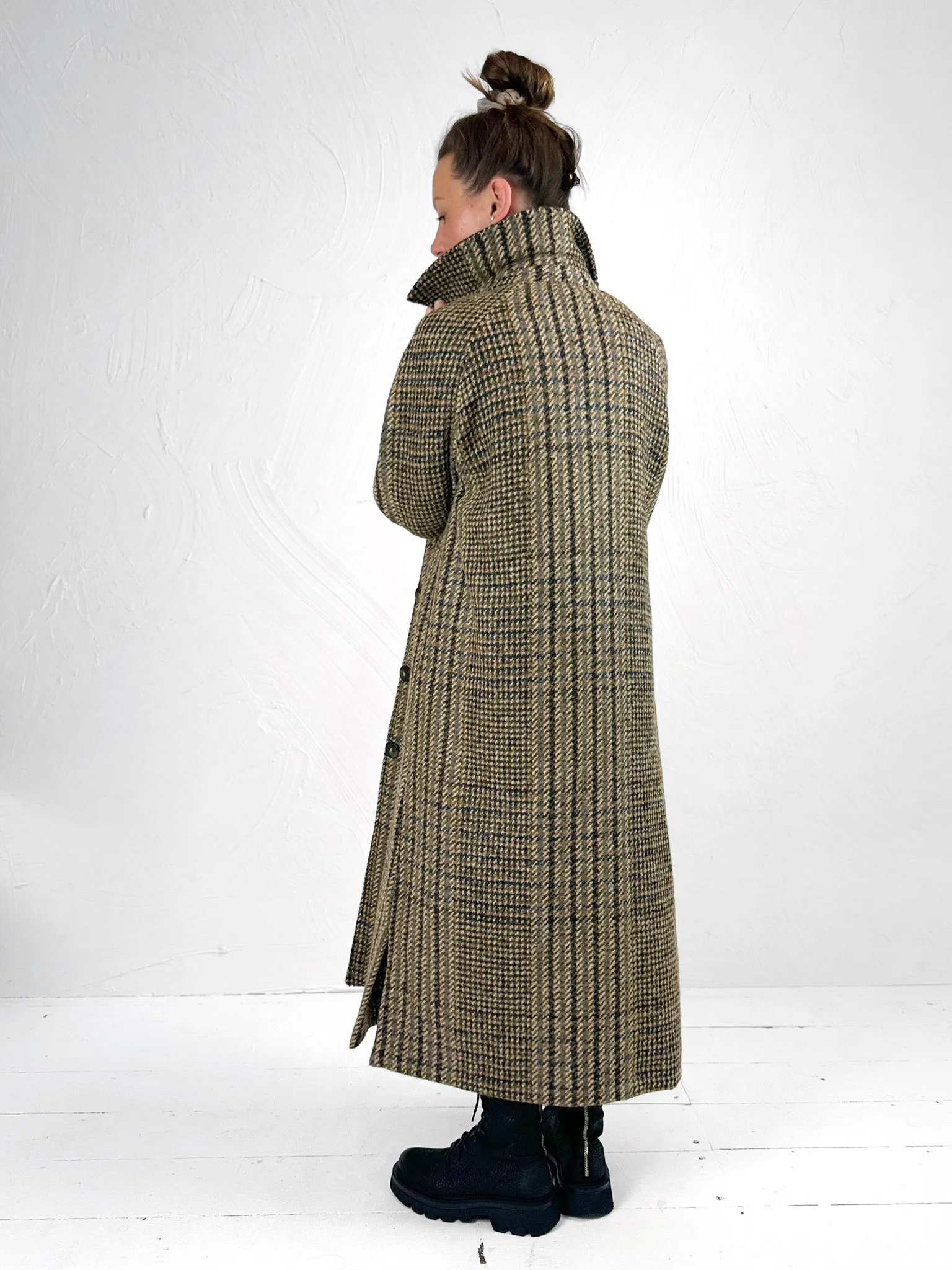 Macilo Brown Check Wool-Blend Coat