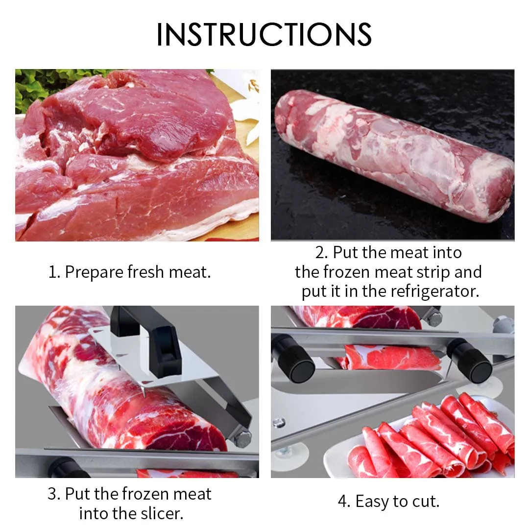 Manual Frozen Meat Slicing Machine Handle Slice Cutting Commercial Grade Stainless Steel