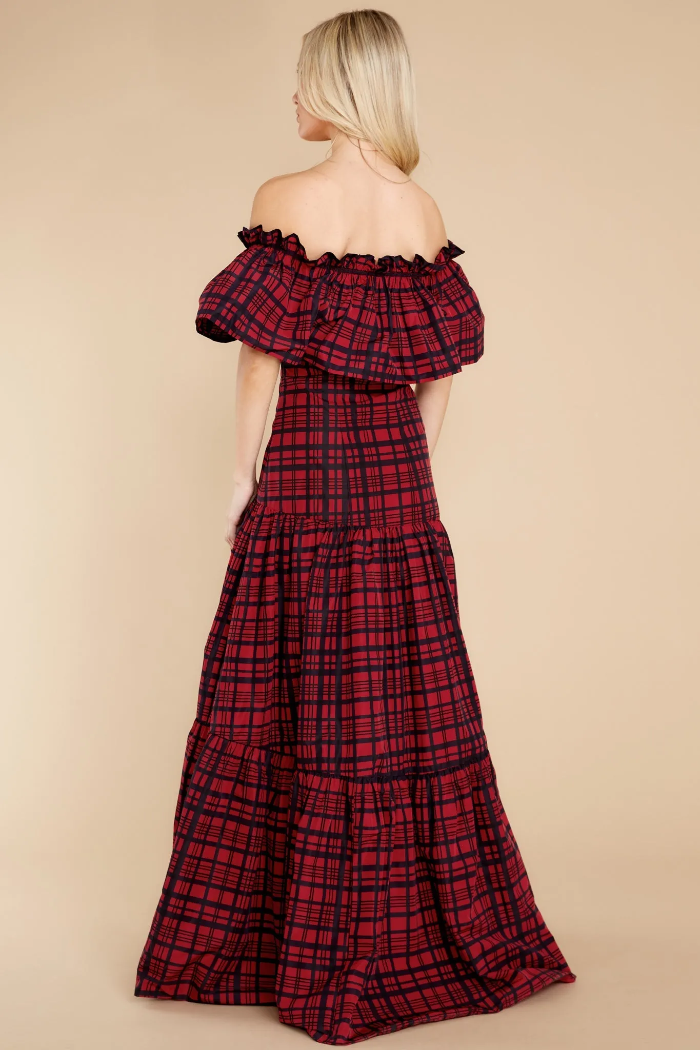 Martini Moody Ruby Plaid Midi Dress