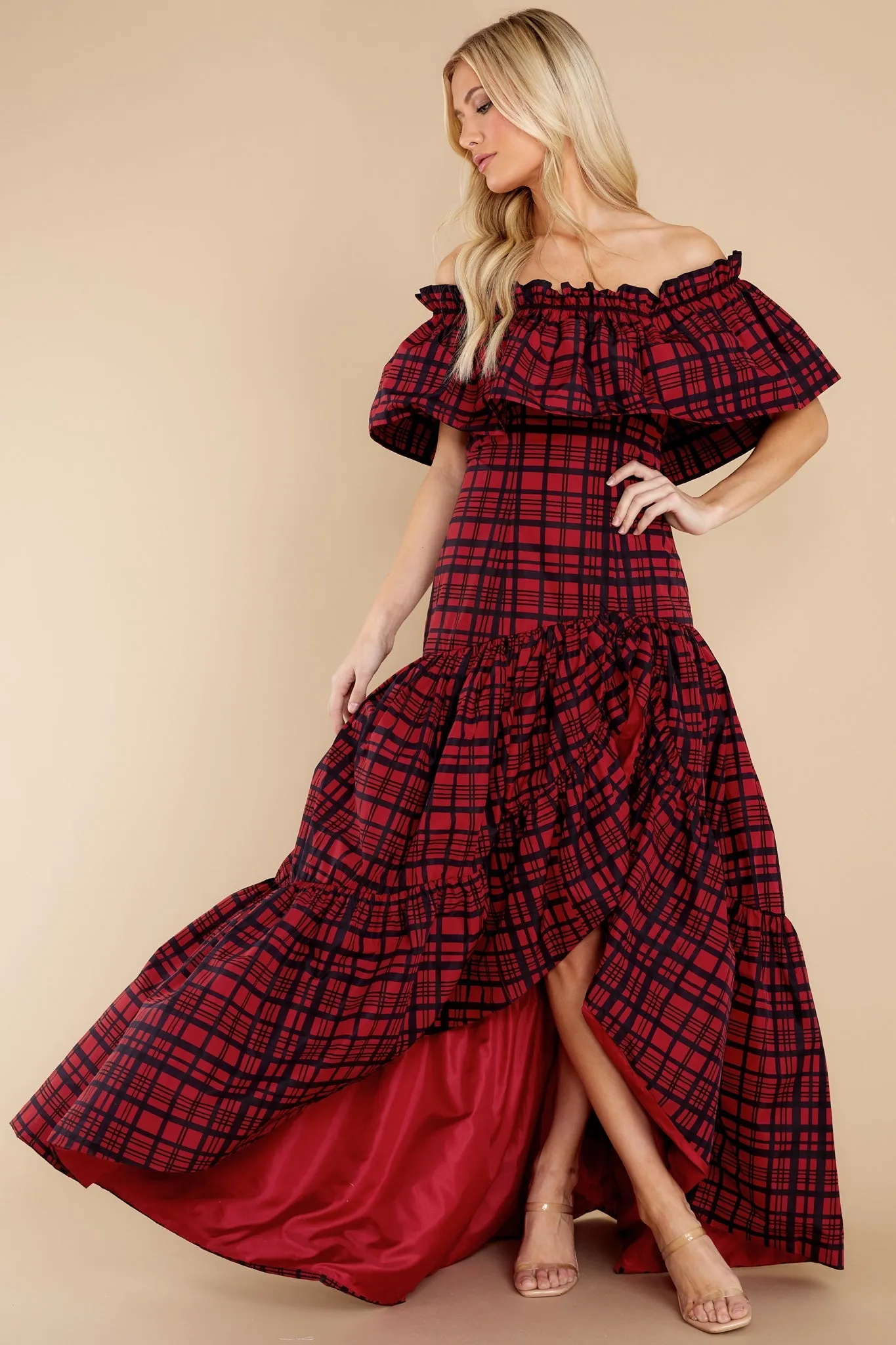 Martini Moody Ruby Plaid Midi Dress