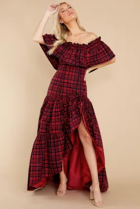 Martini Moody Ruby Plaid Midi Dress