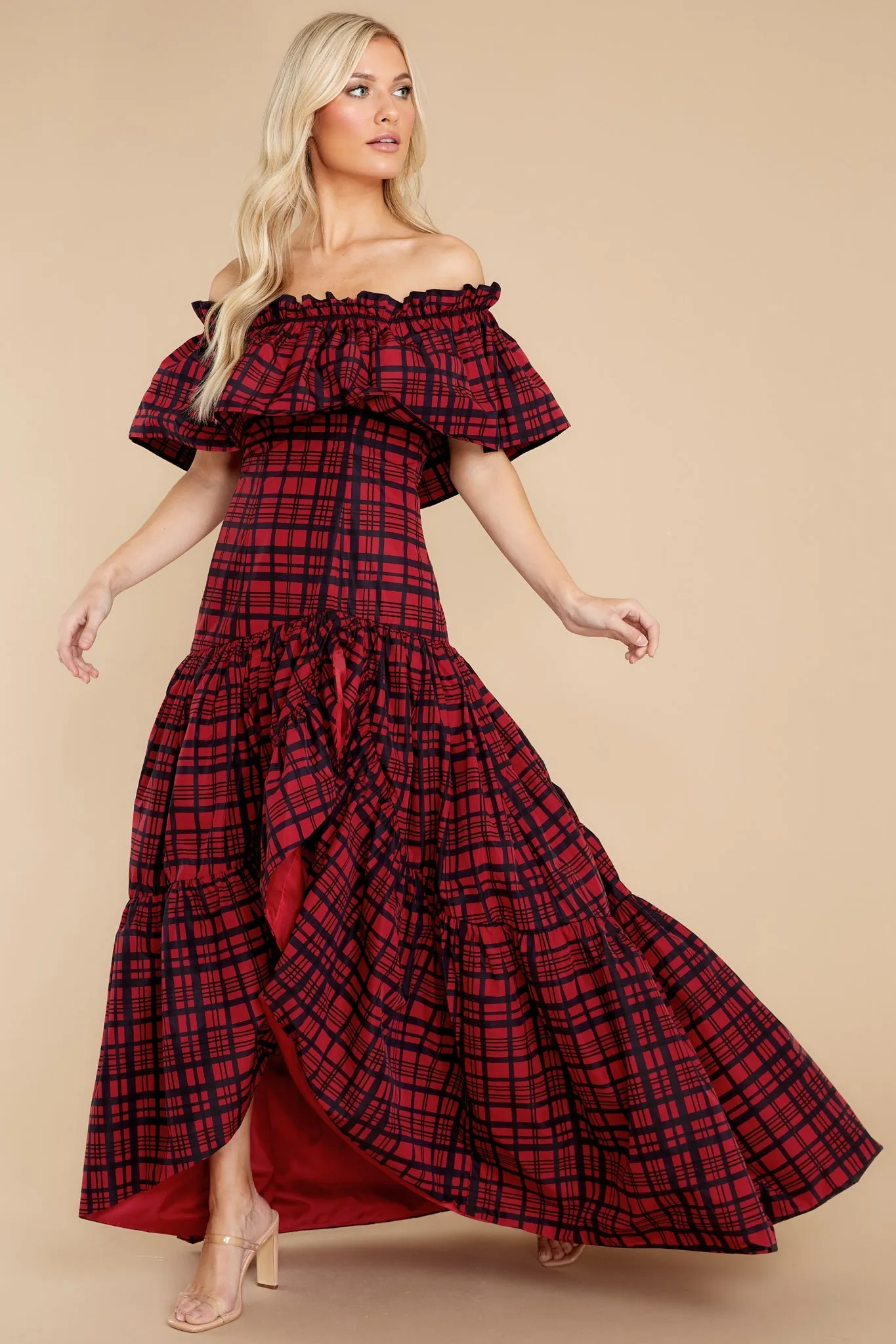 Martini Moody Ruby Plaid Midi Dress