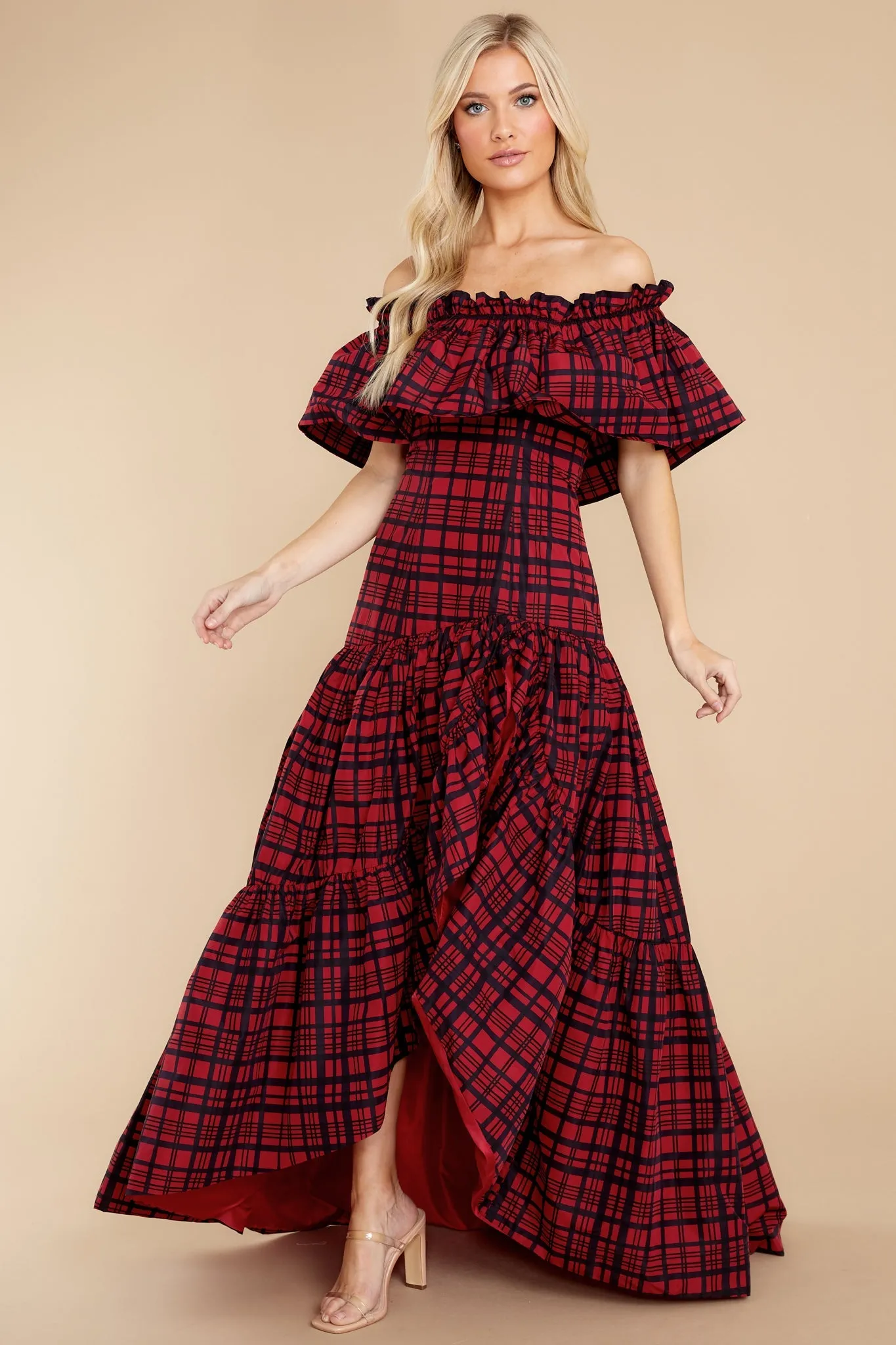 Martini Moody Ruby Plaid Midi Dress