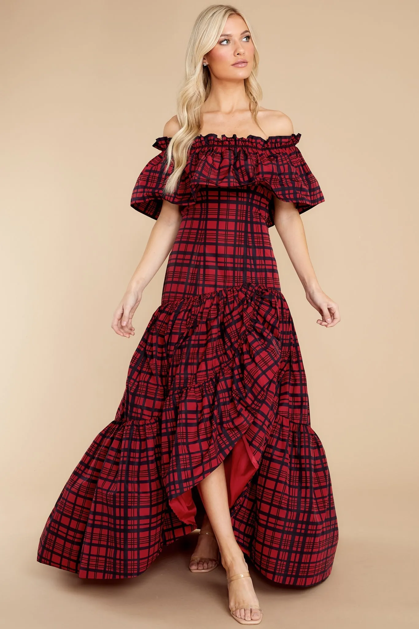 Martini Moody Ruby Plaid Midi Dress