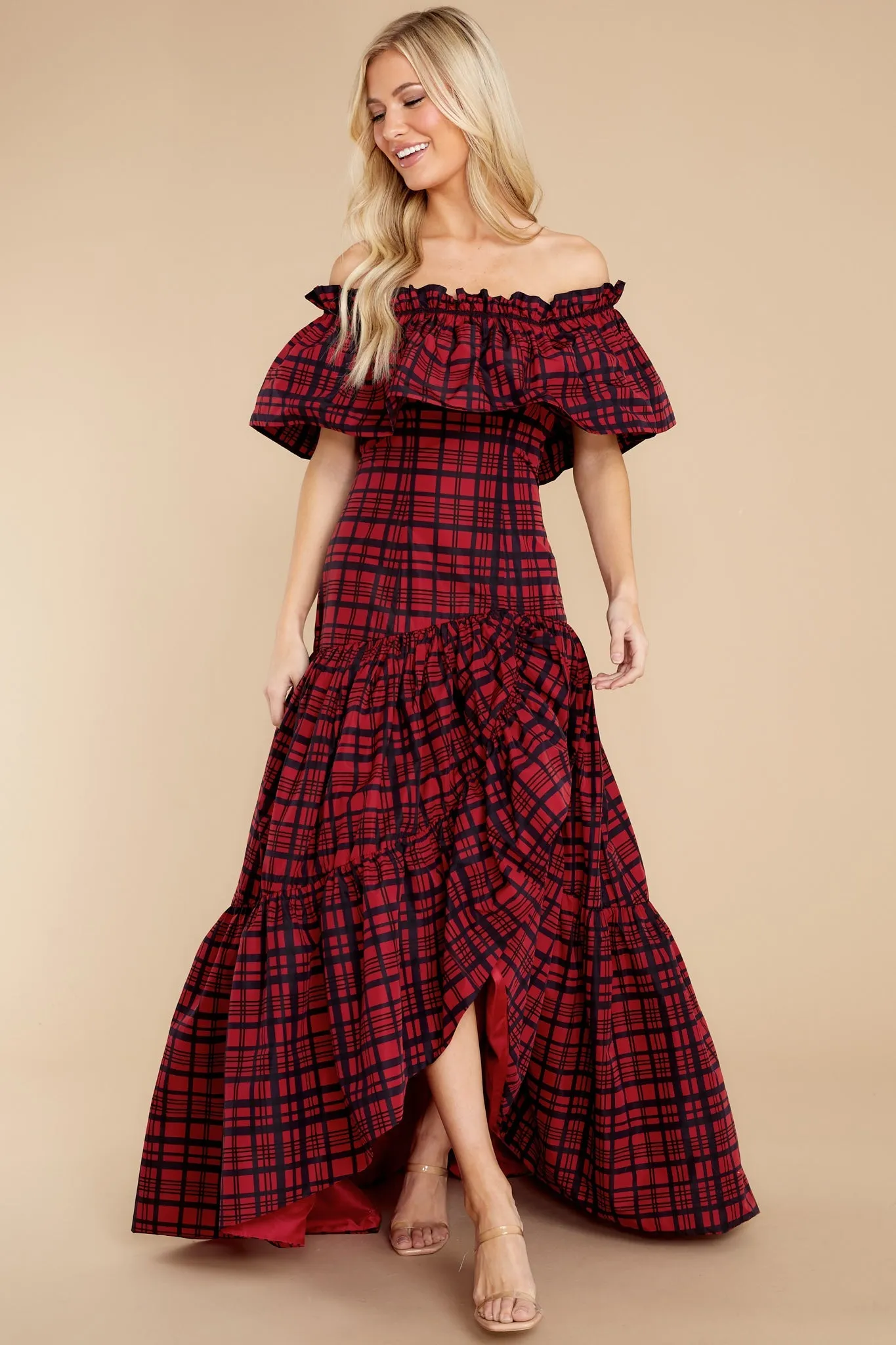 Martini Moody Ruby Plaid Midi Dress