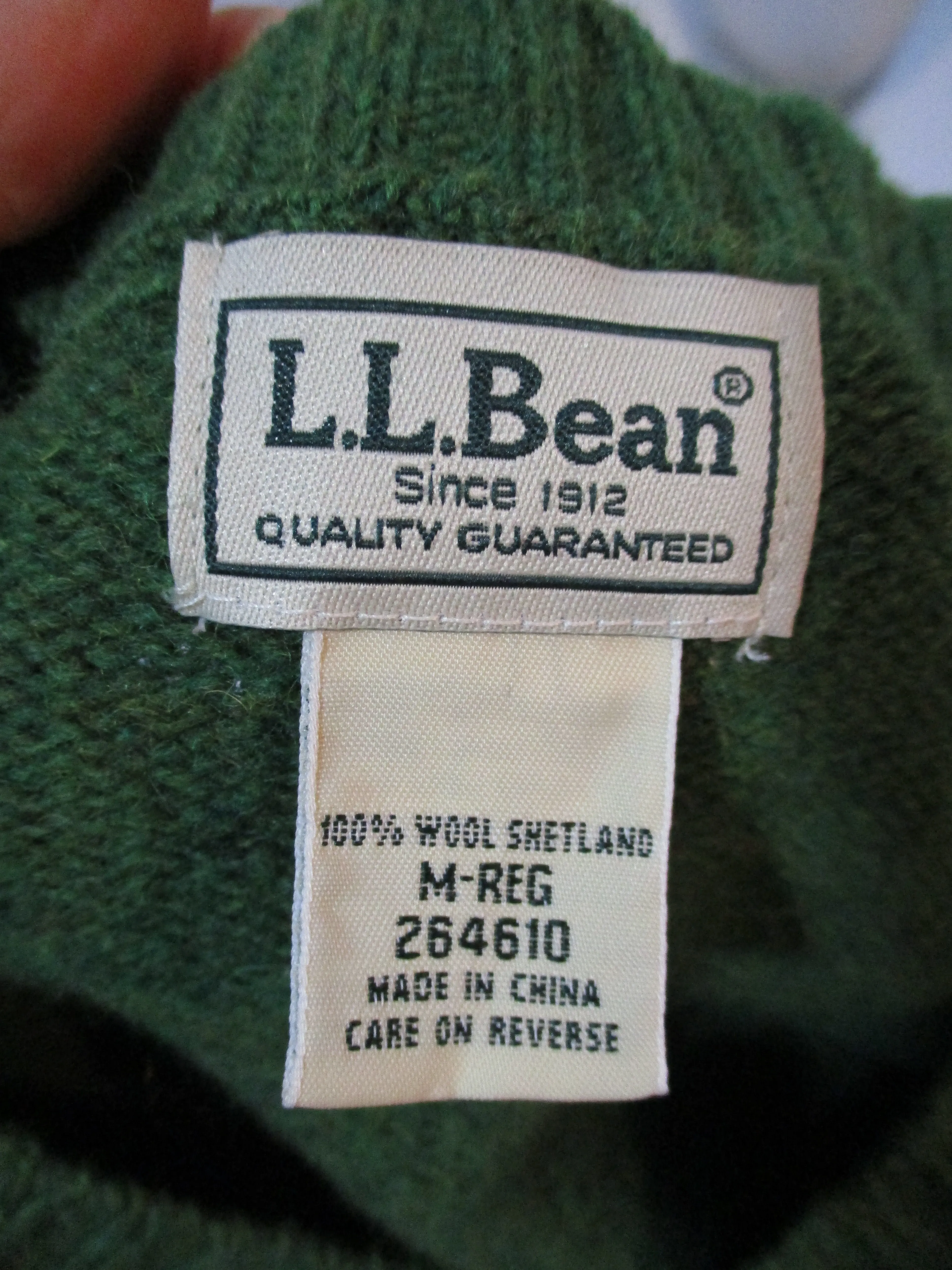 Mens L.L. BEAN Wool Knit Sweater Pullover V-Neck M SAGE GREEN Top