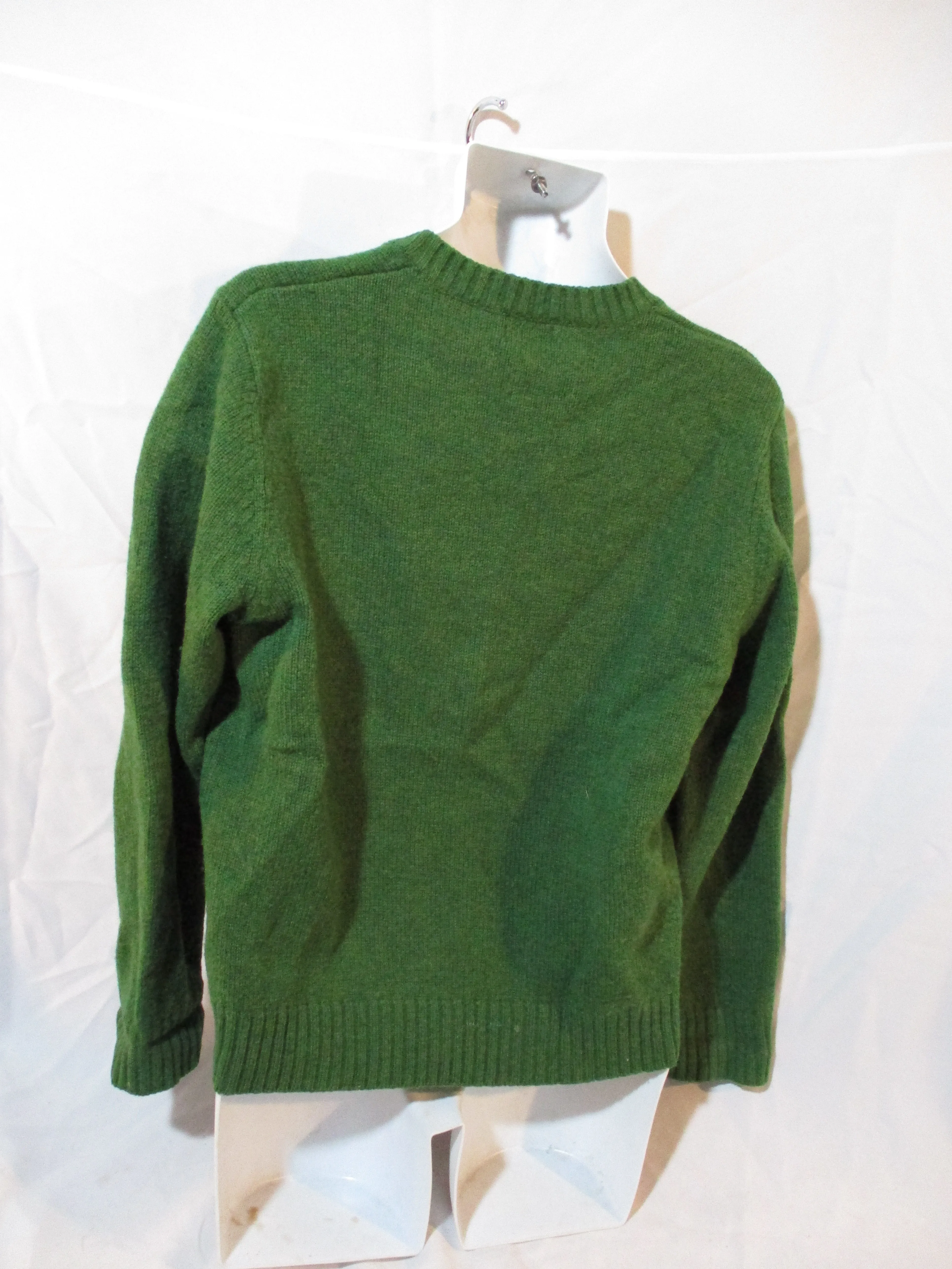 Mens L.L. BEAN Wool Knit Sweater Pullover V-Neck M SAGE GREEN Top