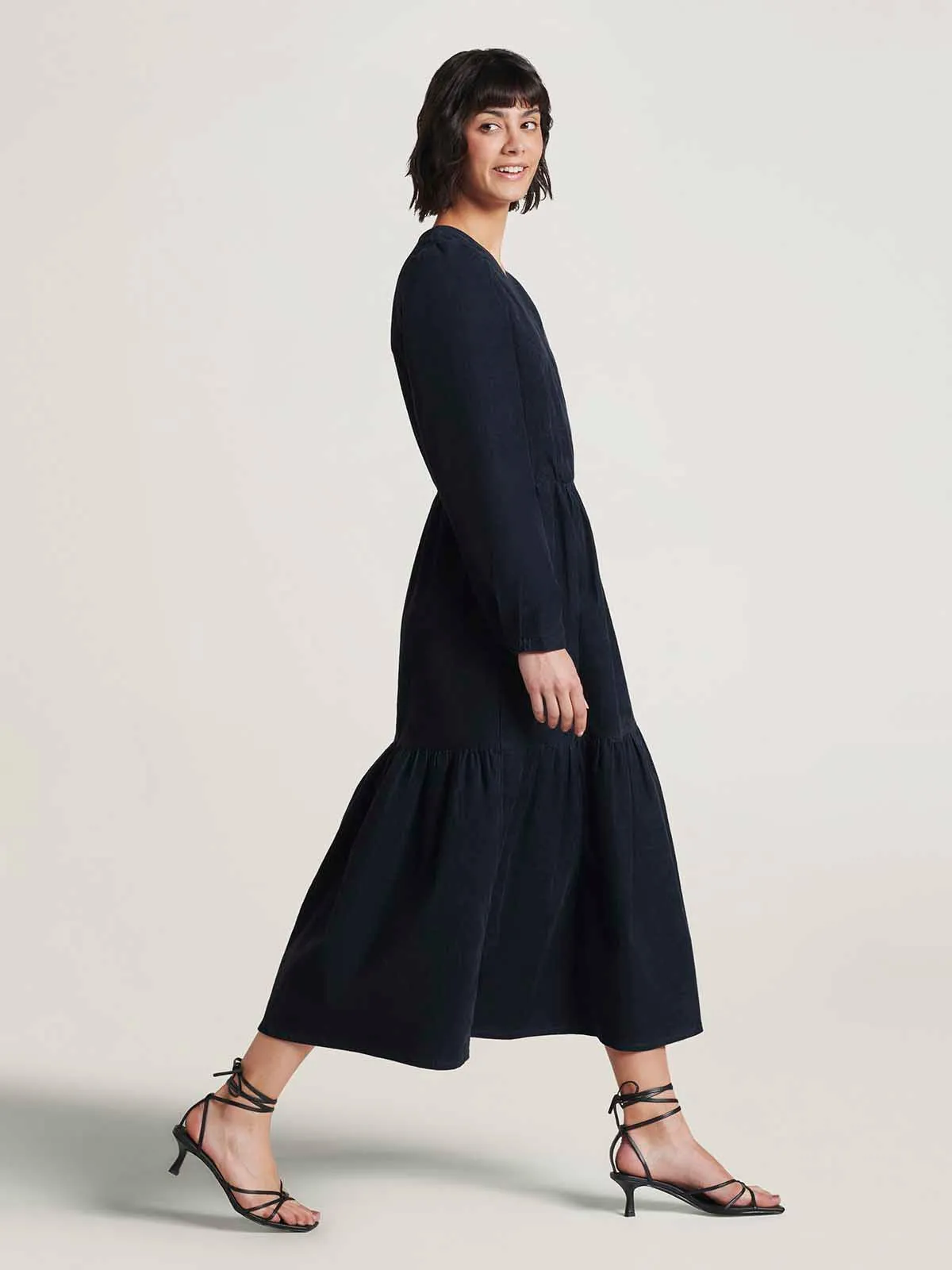 Milou Organic Cotton Corduroy Wrap Dress - Forest Green