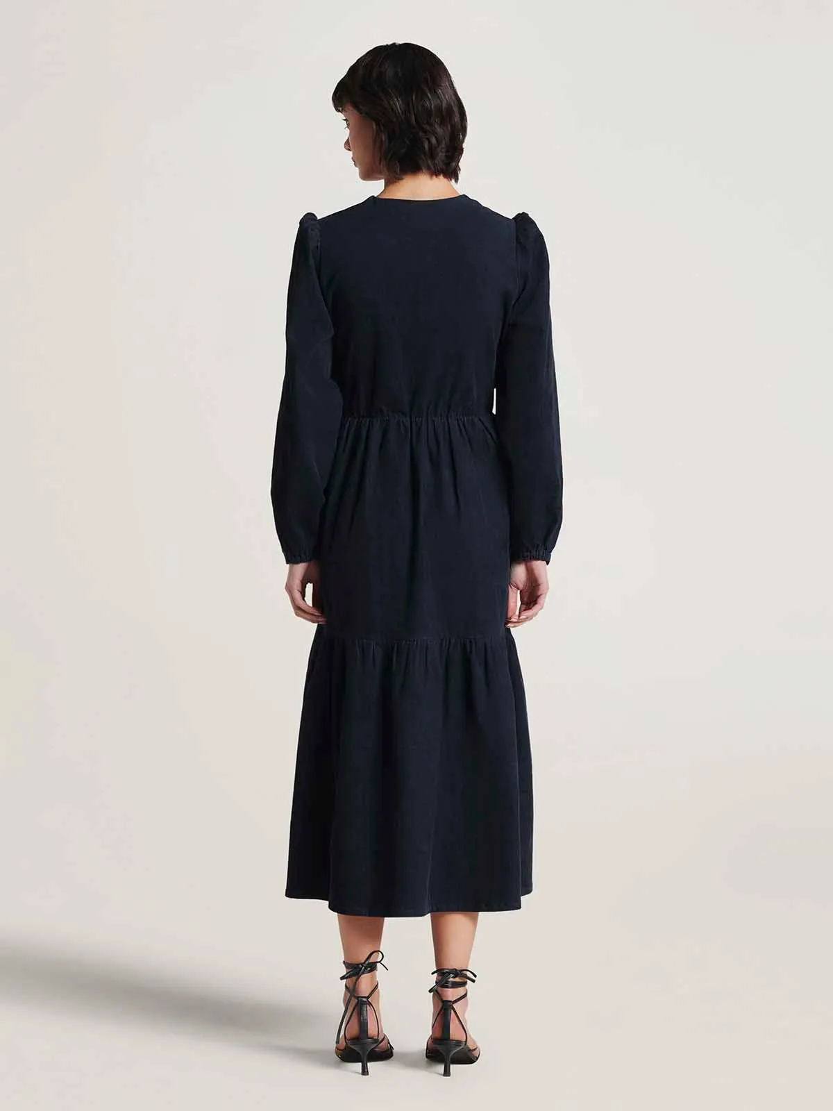Milou Organic Cotton Corduroy Wrap Dress - Forest Green