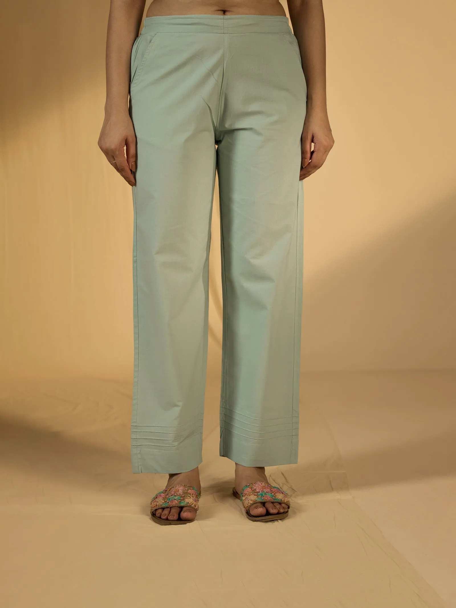 Mint Leaves Cotton Straight Pant