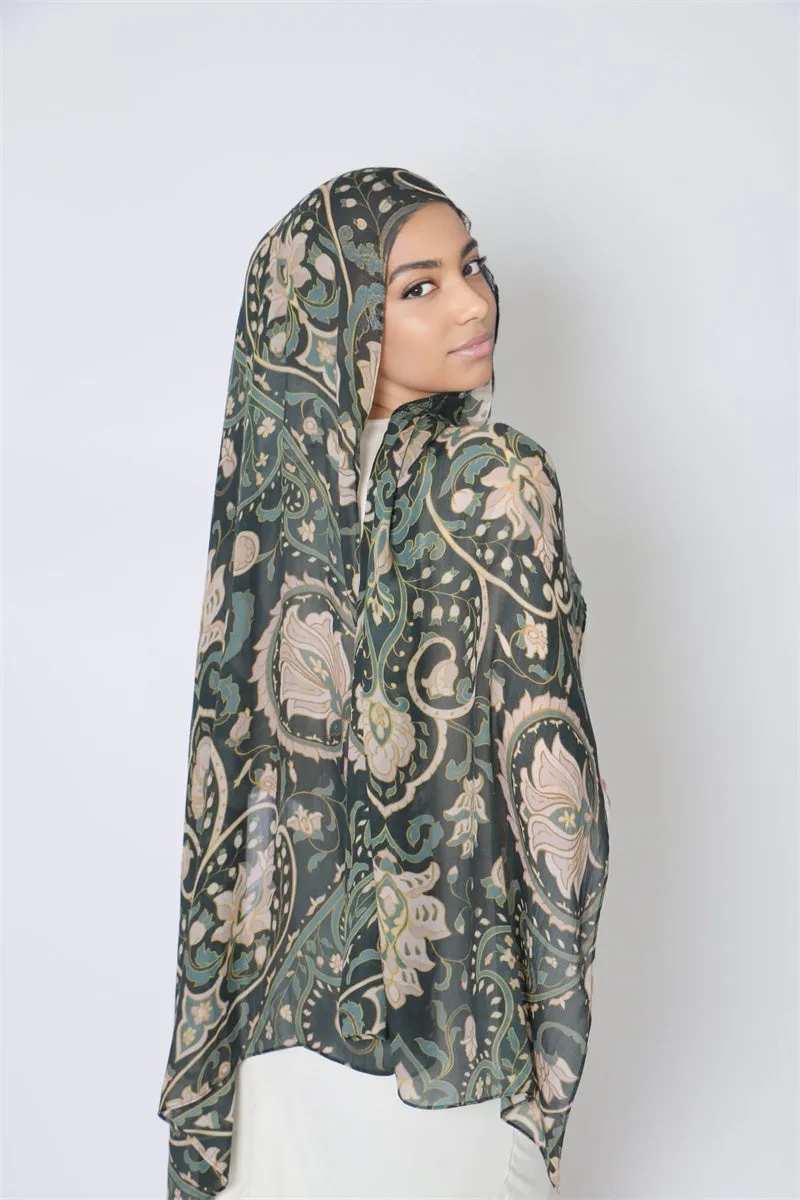 MY086 Traditional Headscarf Printed hijab/scarf Polyester Cotton