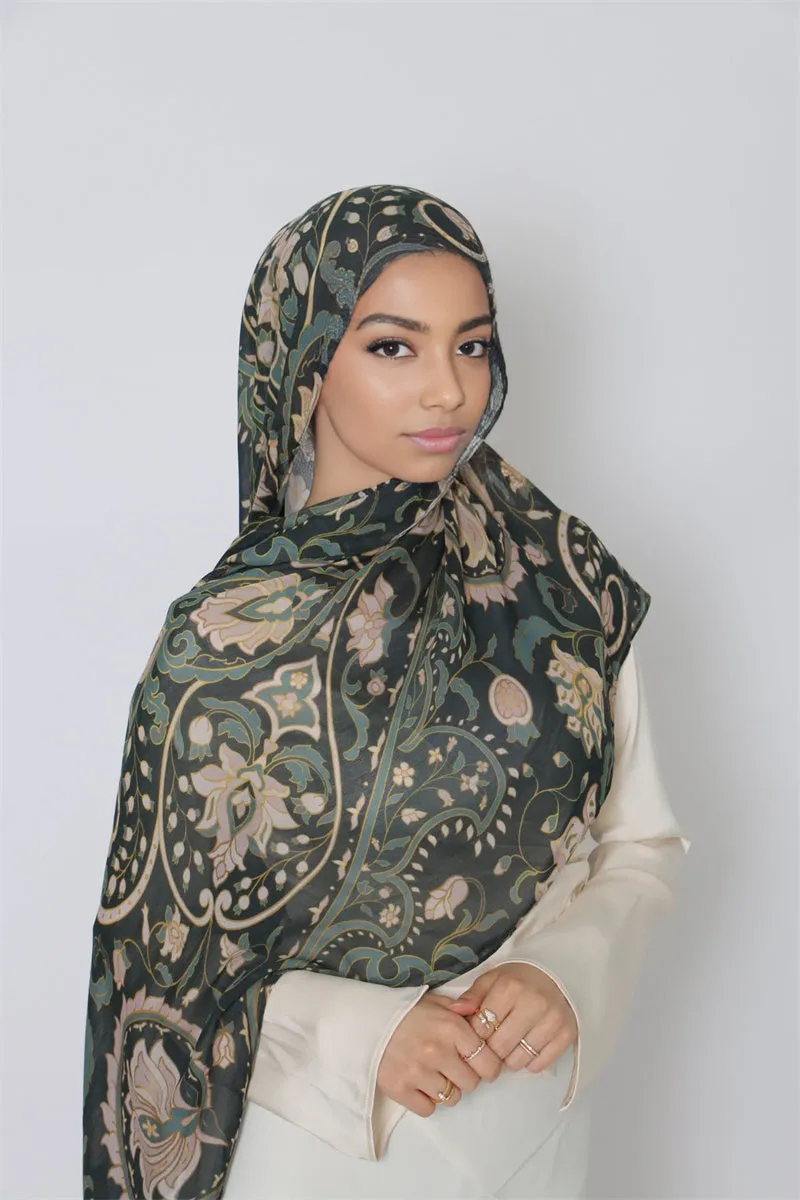 MY086 Traditional Headscarf Printed hijab/scarf Polyester Cotton